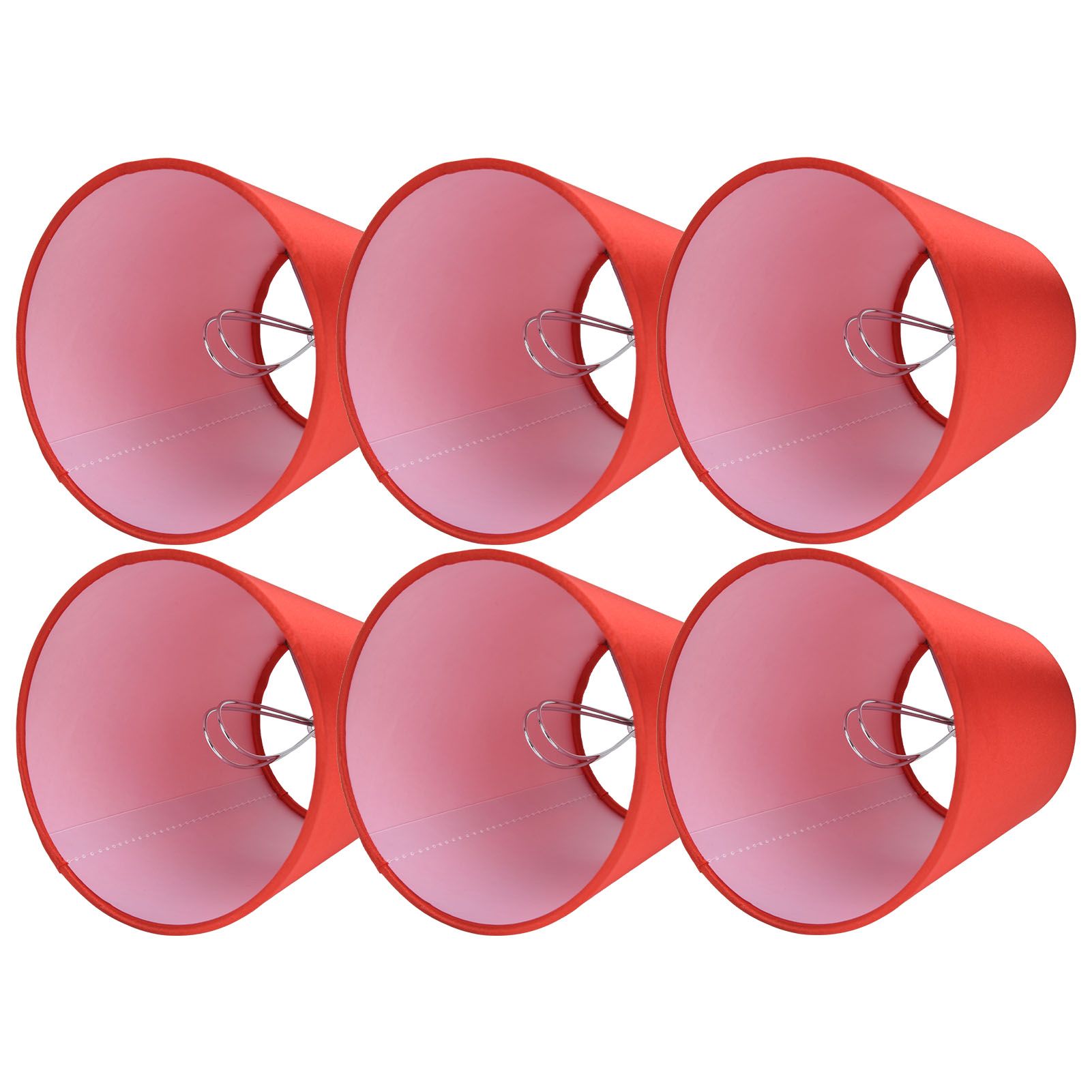 6PCS E14 Lamp Shade Fabric Lampshade Table Lamp Ceiling Lamp Shade for Bedroom Living RoomBright Red PX150 — image 6