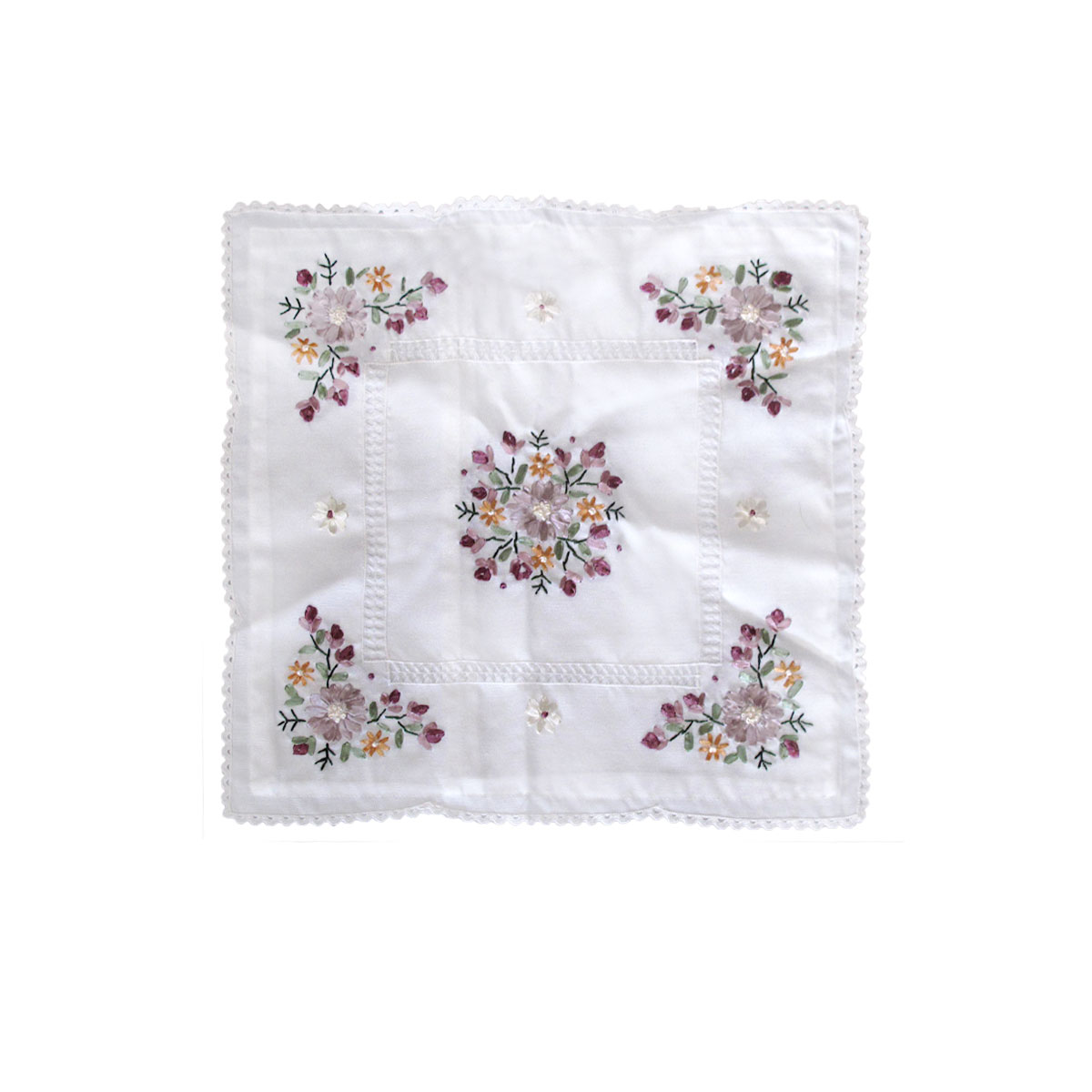 Victoriana White Applique Embroidered Cushion Cover 45 × 45 cm