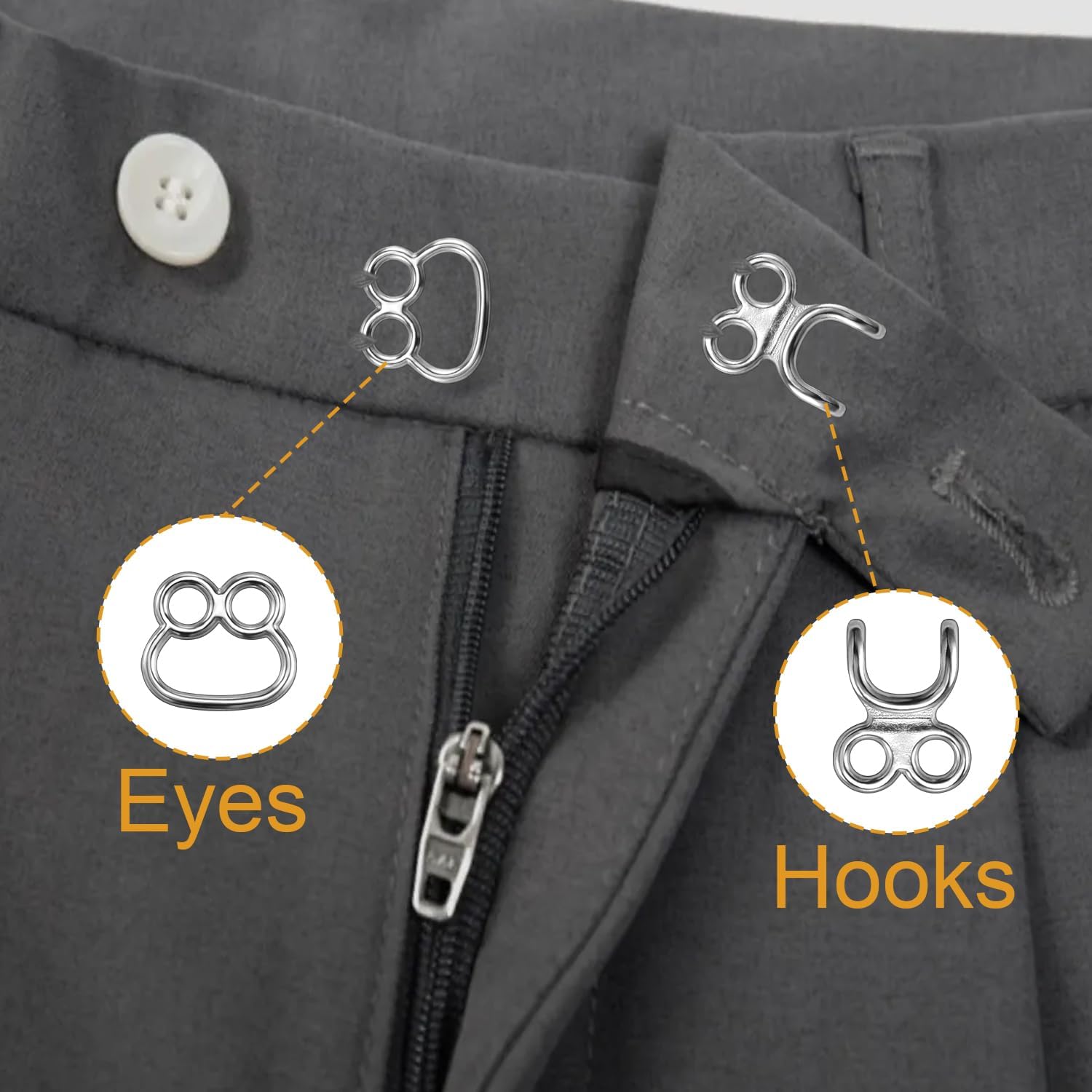 60 Set Hooks and Eyes for Sewing, Clothing Hook Replacement Clasps, Hook and Eye Closures for Fur Coats Jackets Trousers Underwear Sewing DIY Craft — image 6