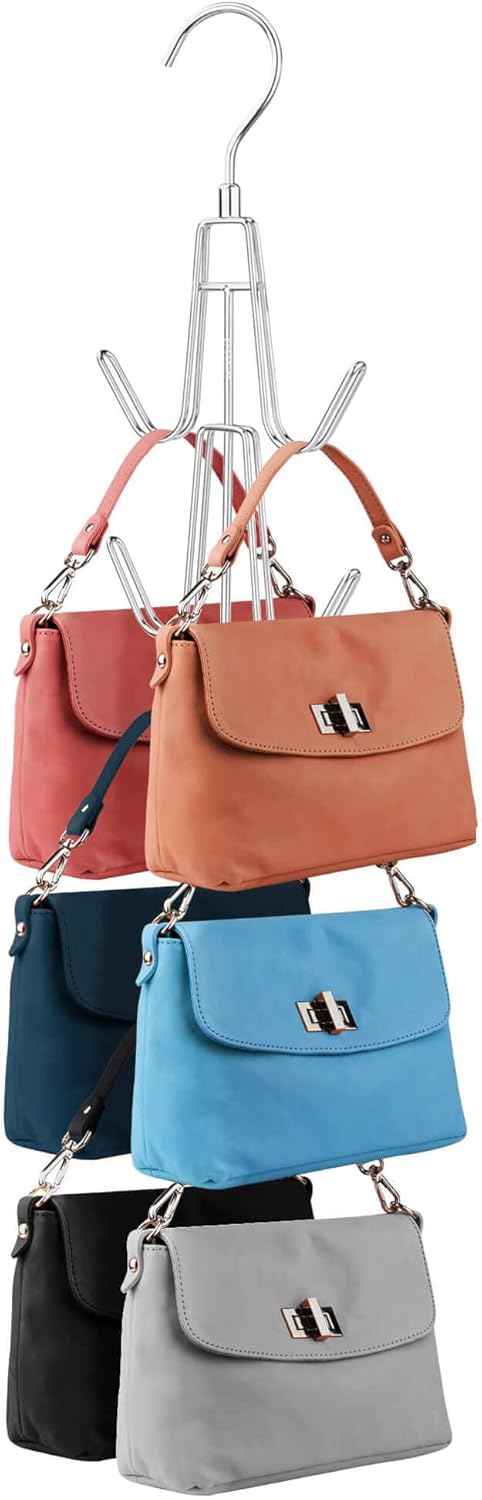 Purse Hanger Organizer for Closet, Hanging Bag Holder, Keeping Purses Visible and in Good Condition, Metal Handbag Storage Hook Backpack Rack Space Saving