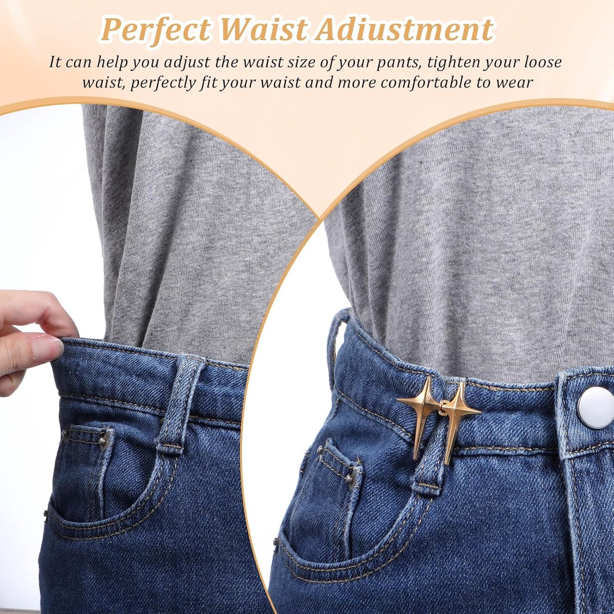 12 Pieces - Waist Extender - Tightening Button Adjuster Buttons - Star Trouser Waist Buckle - Adjustable Waistband Clips - Trouser Waist Reinforcement — image 4