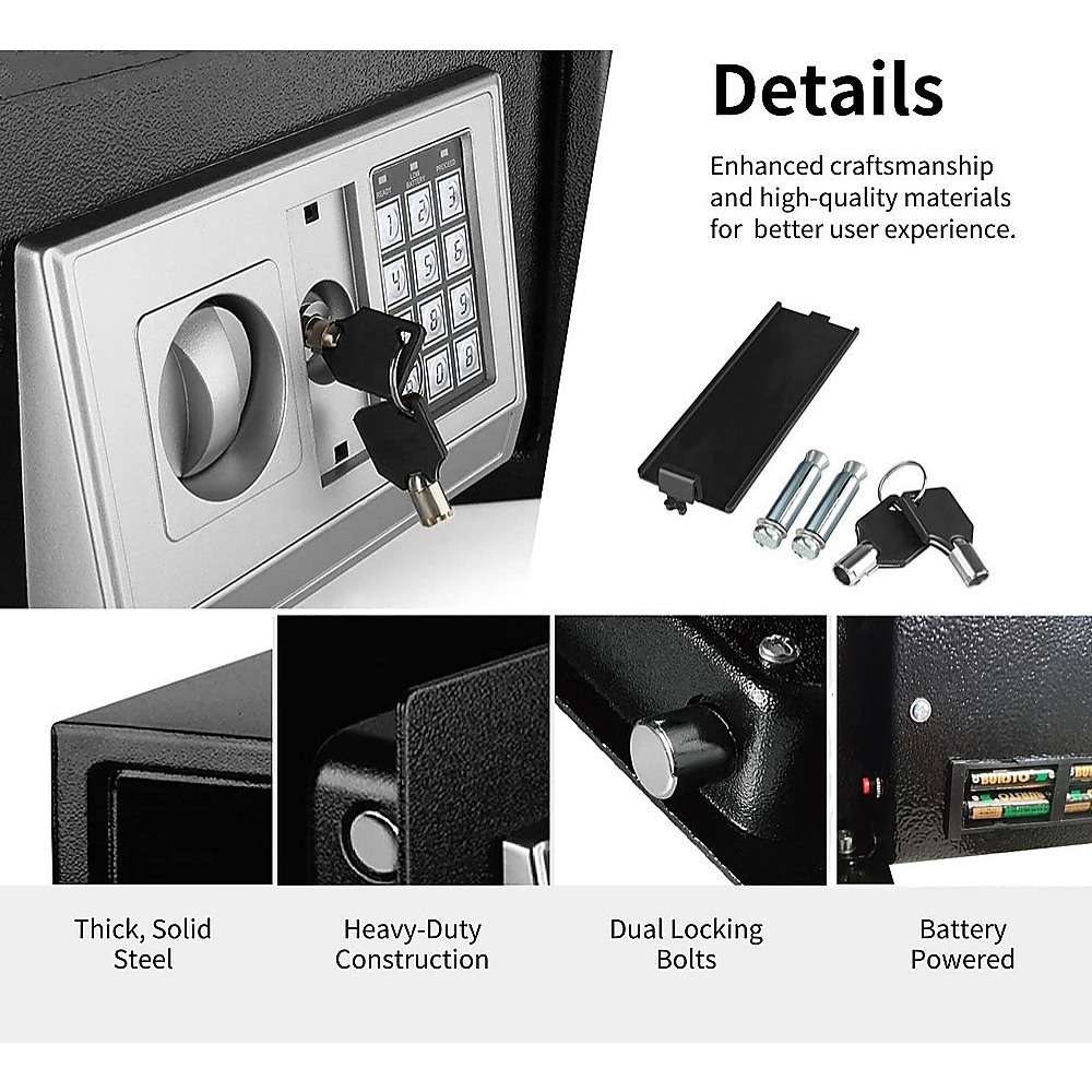 Electronic Digital Safe Security Box with Key Override Home Office Cash Jewellery Safe 8.5L โ image 6
