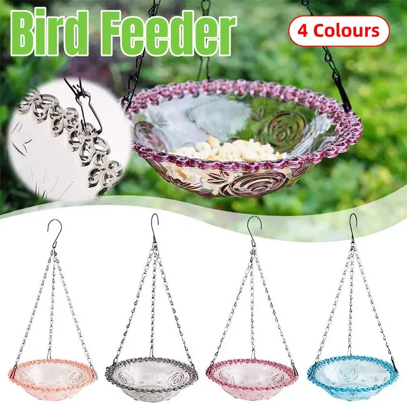 Balcony Bird Feeder Hanging Rail Mount Outdoor Suspended Feeding Station Garden - Grey — image 2