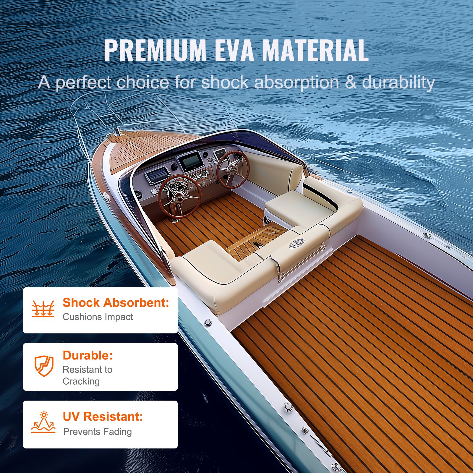 Boat Flooring, EVA Foam Boat Decking 94.5" x 35.4", Non-Slip Self-Adhesive Flooring, 23.2 sq.ft Marine Carpet for Boats, Yacht, Pontoon, Kayak Decking — image 4