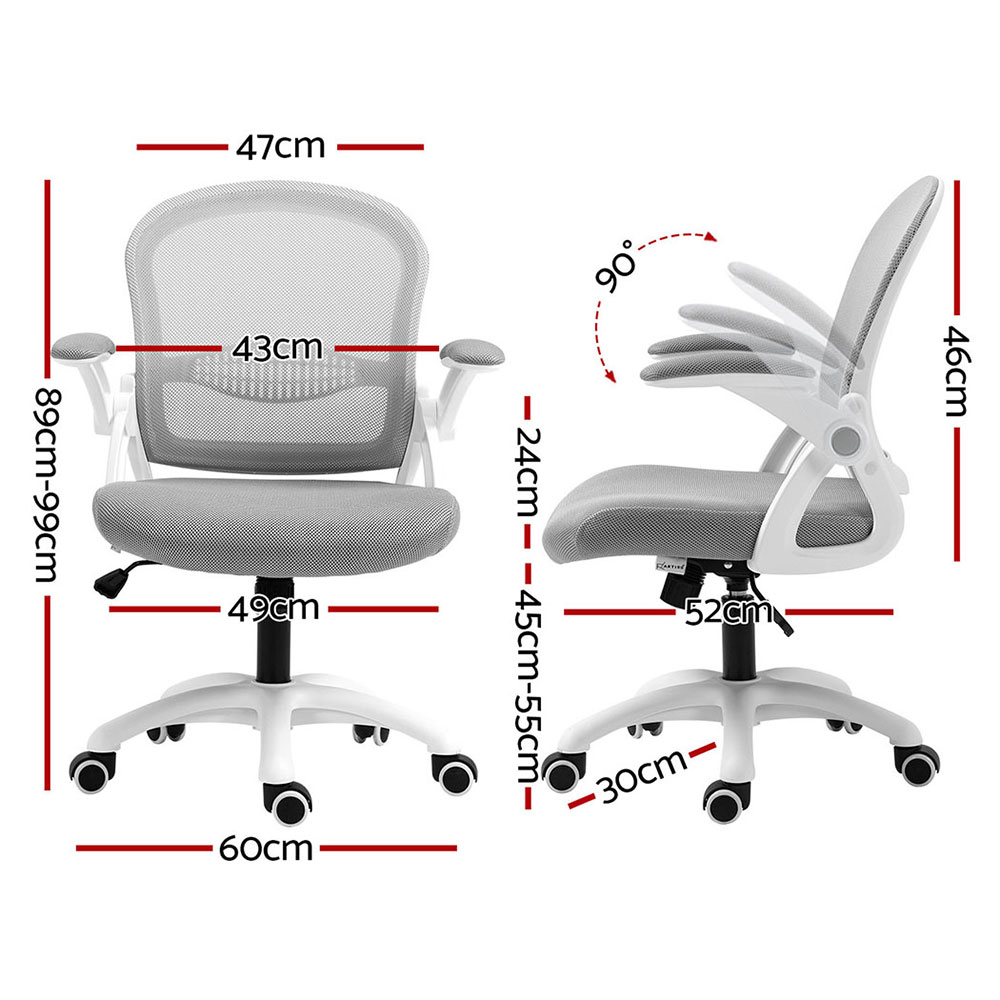 Artiss 2x Mesh Office Chair Computer Gaming Desk Chairs Work Study Mid Back Grey โ image 2