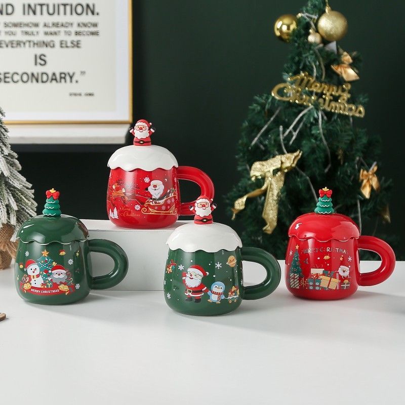 Christmas mug, ceramic mug, mug with lid and spoon, Santa Claus mug, festive decor, Christmas gift, Australian gift, holiday mug - Colors are random. - Size 毛巾 — image 6