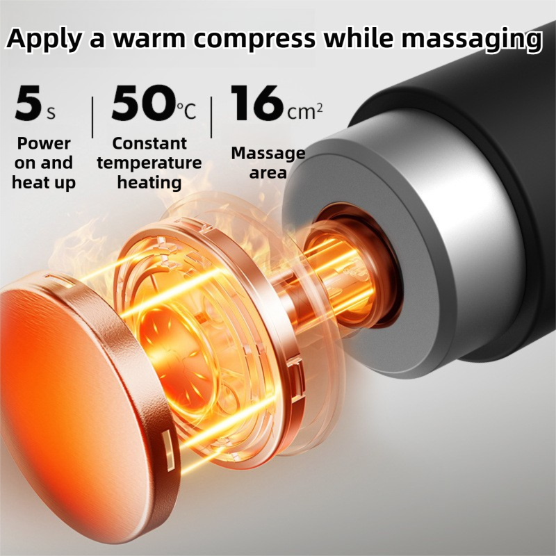 Black Grey Mini Hot Cold Massage Gun with10 Heads - 6 Intensity Dual Thermal Therapy Deep Muscle Reliever for Gym Fitness Recovery โ image 3