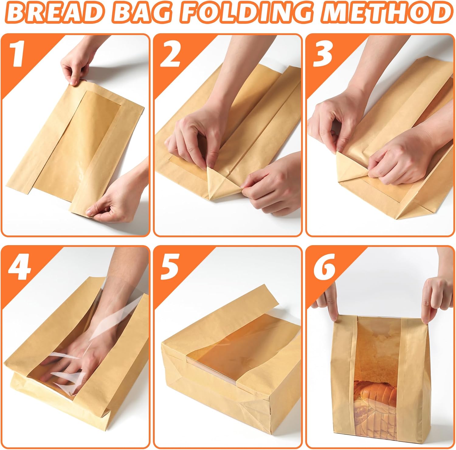 50 Pcs Bread Bags for Homemade Bread, Sourdough Paper With Window, 50% Thicker 13.7x8.2x3.7in A Large Bakery Used Storage Cookies & Snacks, 60 Cute Sealing — image 6