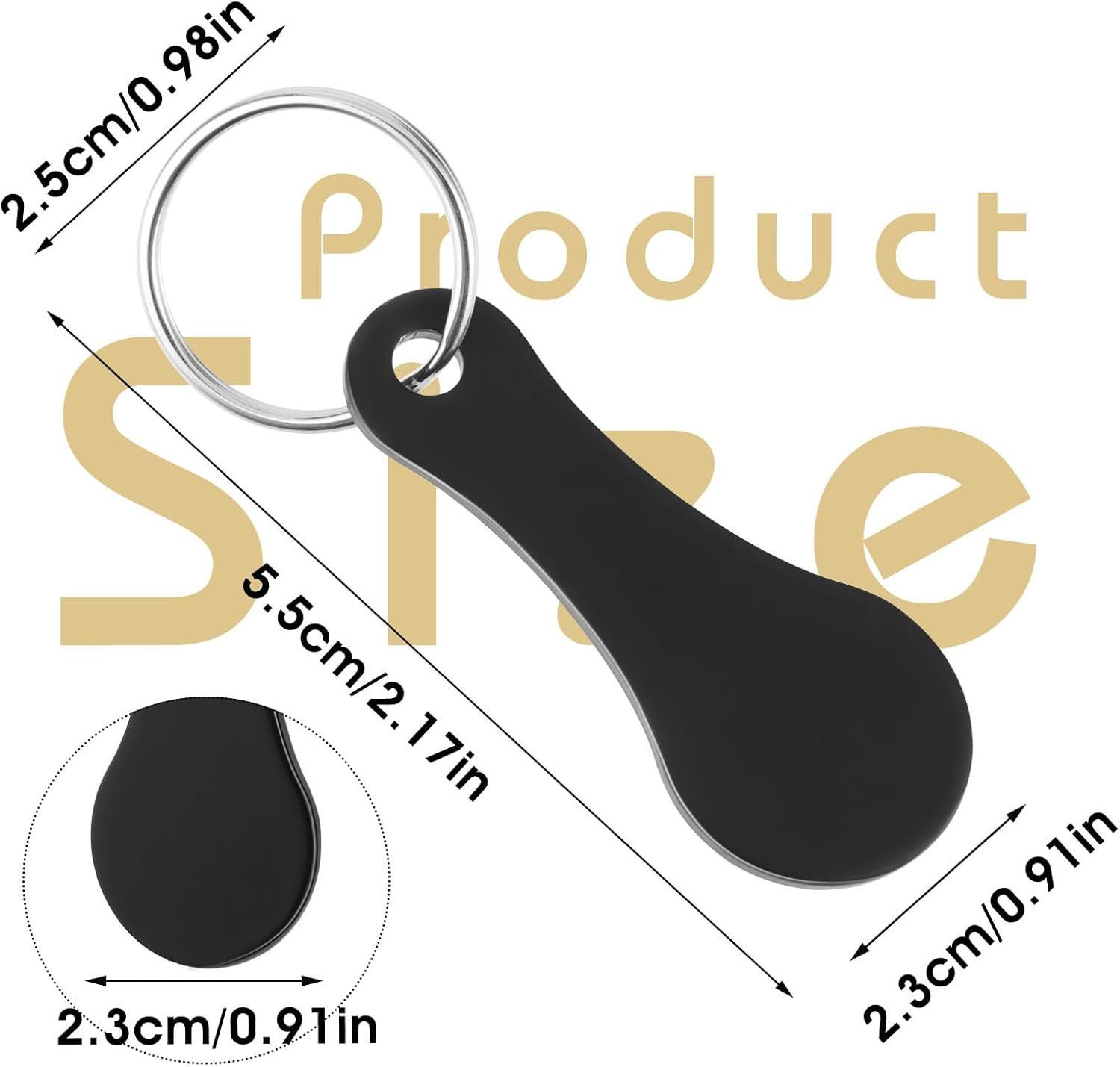 4 Pcs Stainless Steel Shopping Trolley Tokens, Portable Alloy Key Ring Quarter Holder Keychain Shopping Trolley Keyring for Men Women Shopping Cart Grocery — image 2