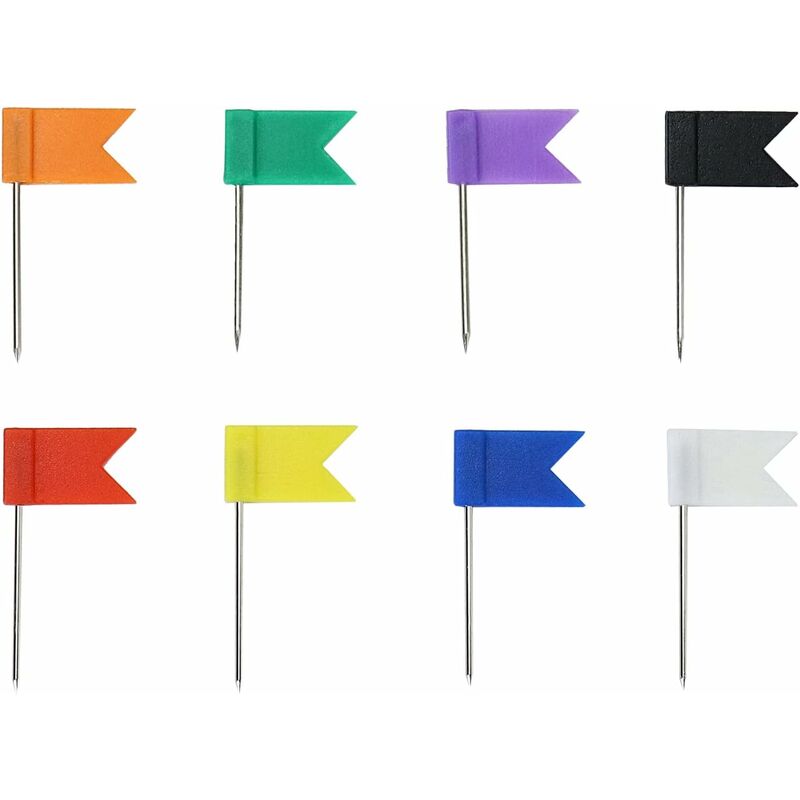 160 Pack Flag Pins, 35Mm Multicolor Push Pins For Cork Board, World Map (8 Assorted Colors) — image 2
