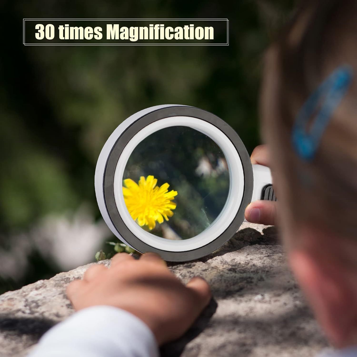Magnifying Glass with Light, 30X Handheld Magnifying Glass, 12 LED Illuminated Lighted Magnifier for Low Vision Seniors Reading — image 3