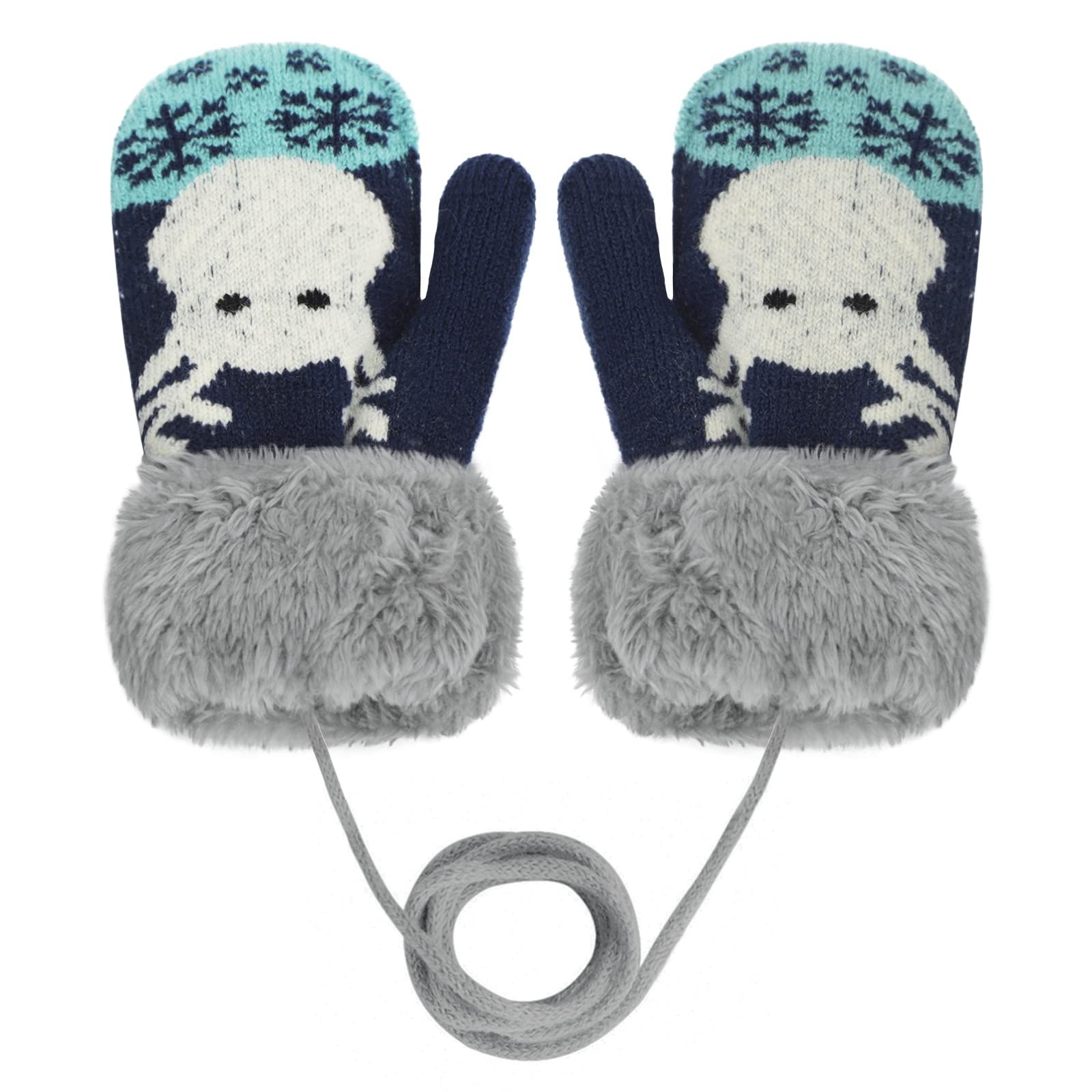 Baby Mittens Warm Mitts Infant Full Finger Gloves Magic Snow Mittens on String Lightweight,soft and comfortable โ image 2