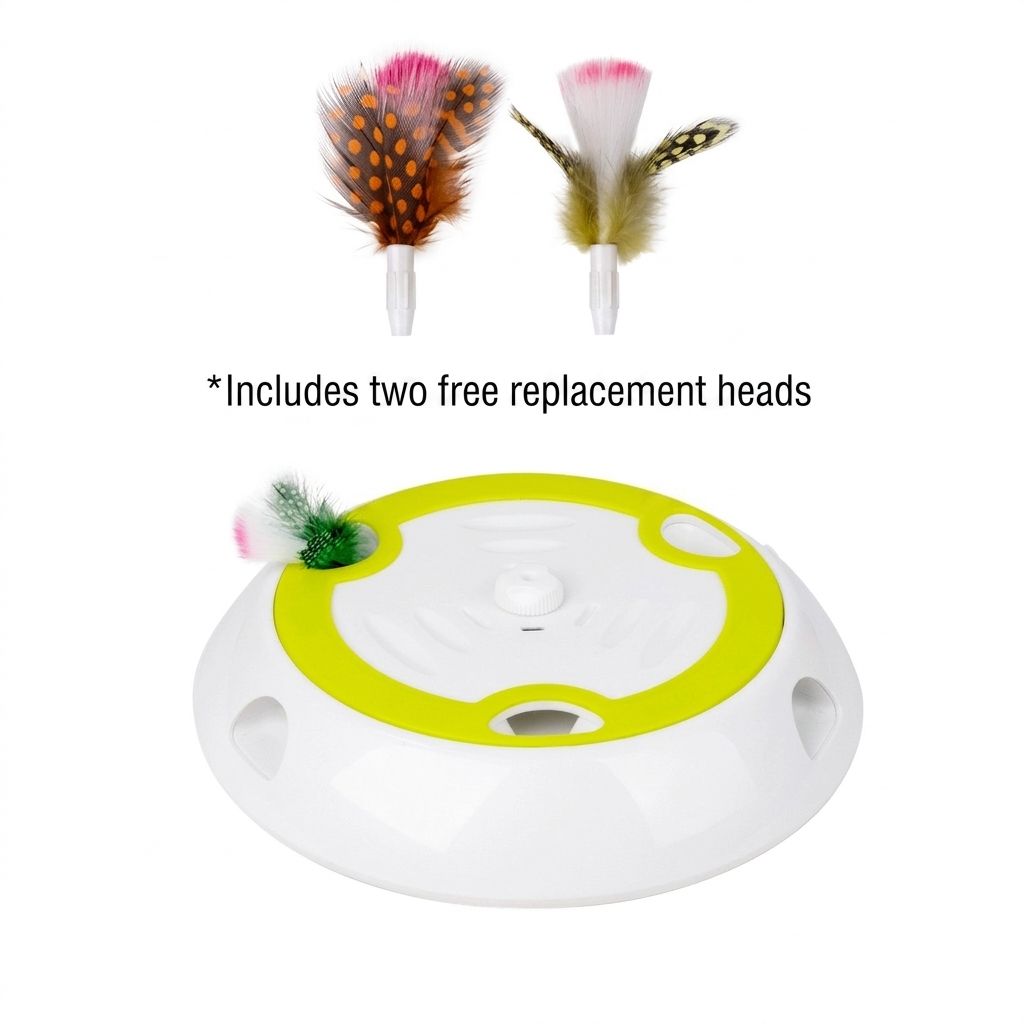 Interactive Electric Cat Toy with Feather Wand, 3 Replaceable Heads, Adjustable Speed, USB-C Rechargeable, Indoor Play for Boredom Relief and Hunting Instinct — image 3