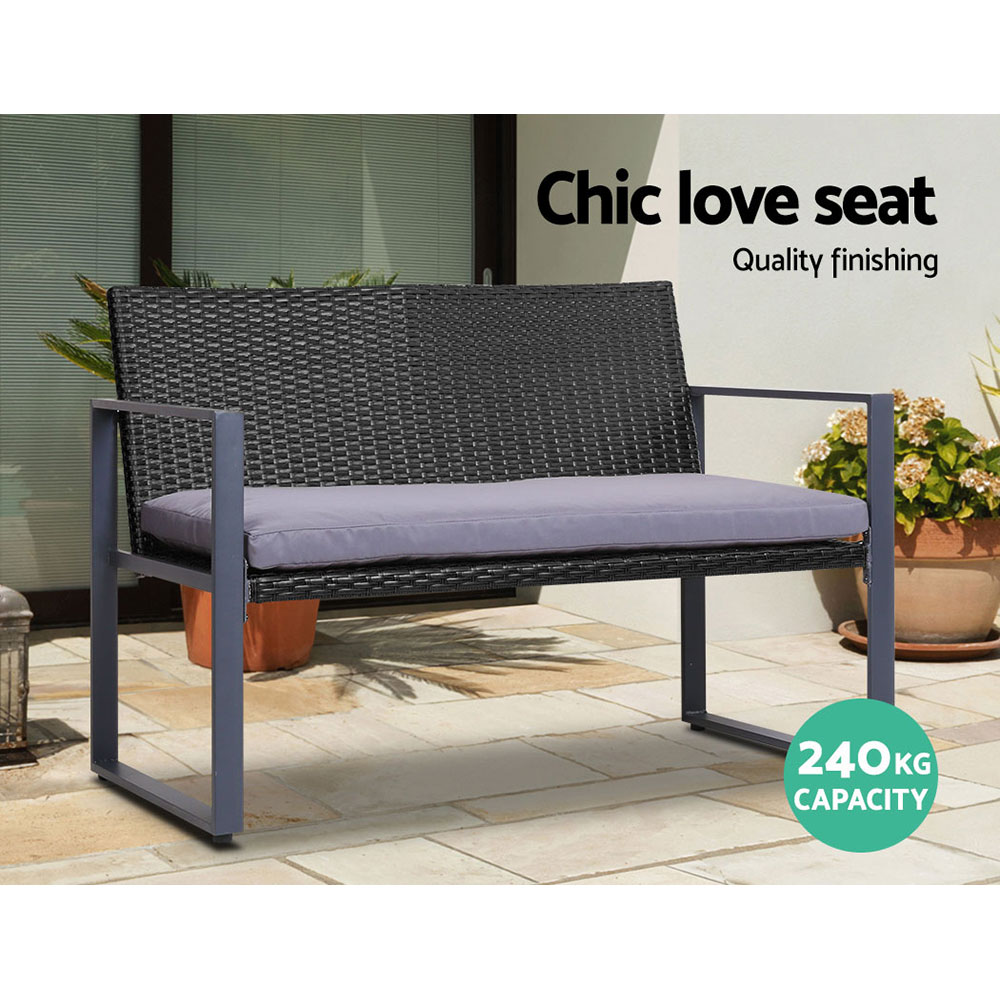 Gardeon 4 PCS Outdoor Sofa Set Rattan Furniture with Storage Cover Chairs Black — image 4