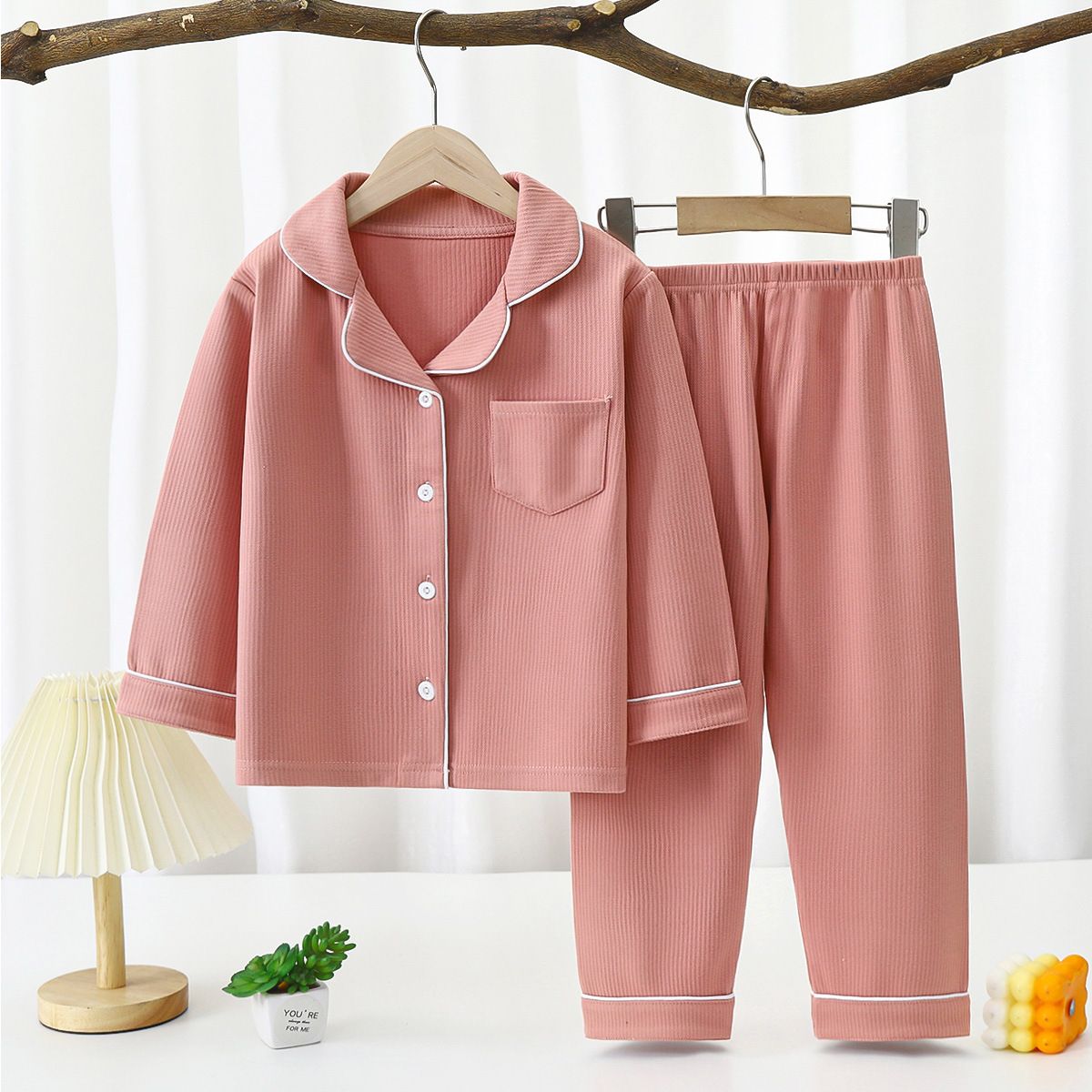 Yi Mei Kids Pajamas De Velvet Long Sleeve Two Piece Set SY05-Pajamas yellow 160cm โ image 5