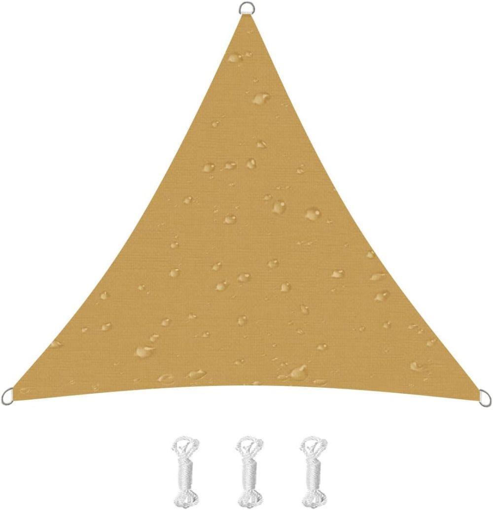 5x5x5m Waterproof Outdoor Triangular Sun Sail UV Protective Shade Net for Camping Garden and Pool, Dark Yellow