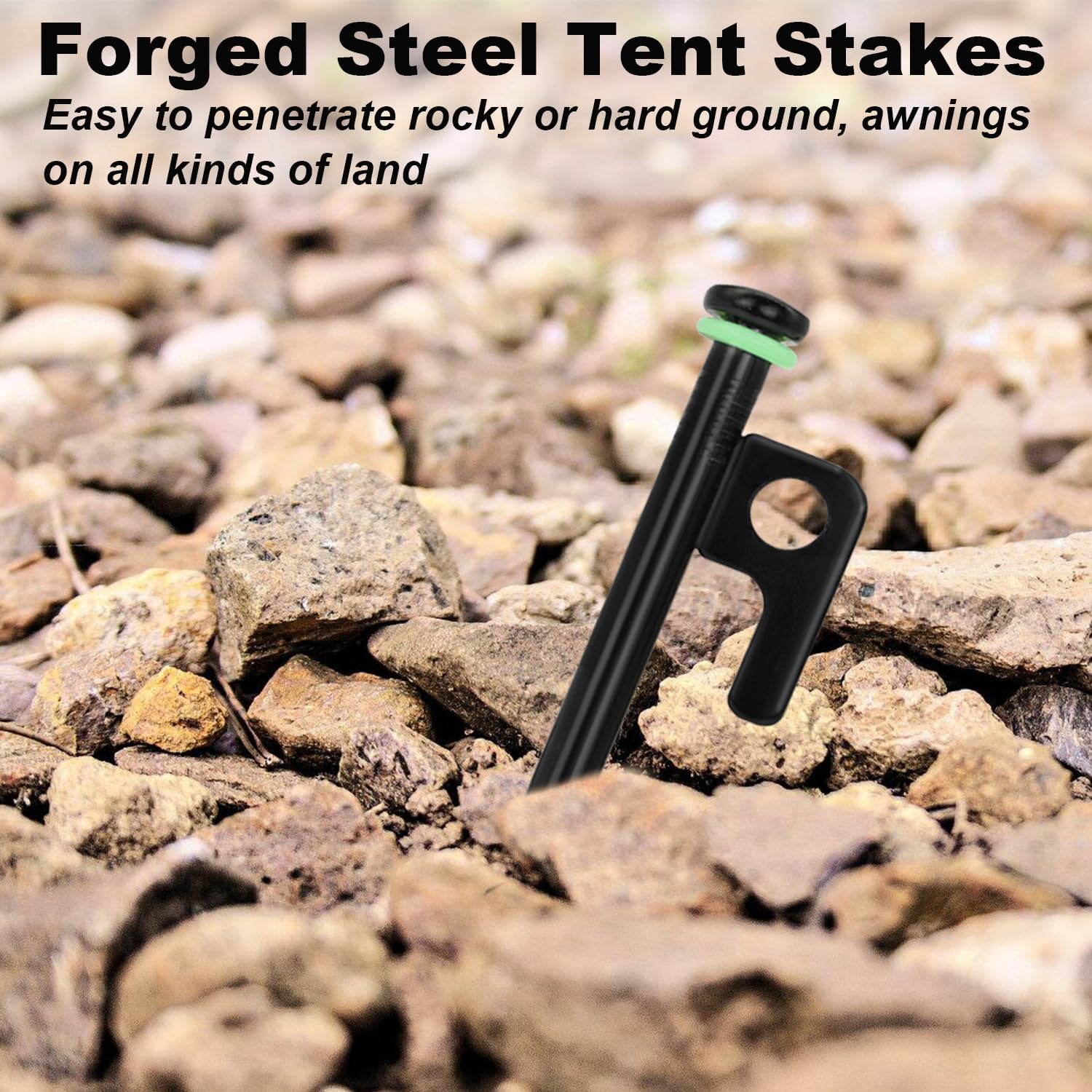 20Pcs Tent Stakes, 16in Heavy Duty Tent Stakes, Dia 0.35" Forged Steel Stakes Heavy Duty for Tent Used on Rocks, Grassland, Snowfield(20Pcs 16in Stakes) — image 4