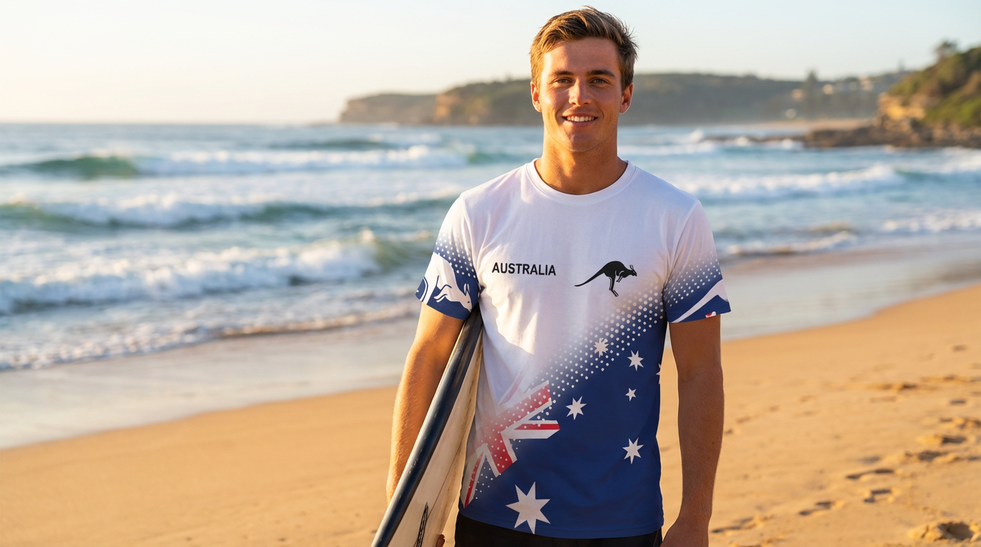 Australian Flag Kangaroo Print Unisex O-Neck Short Sleeve T-Shirt Summer Breathable Cotton Blend Streetwear Top(XL)| Other styles Available in Store — image 2