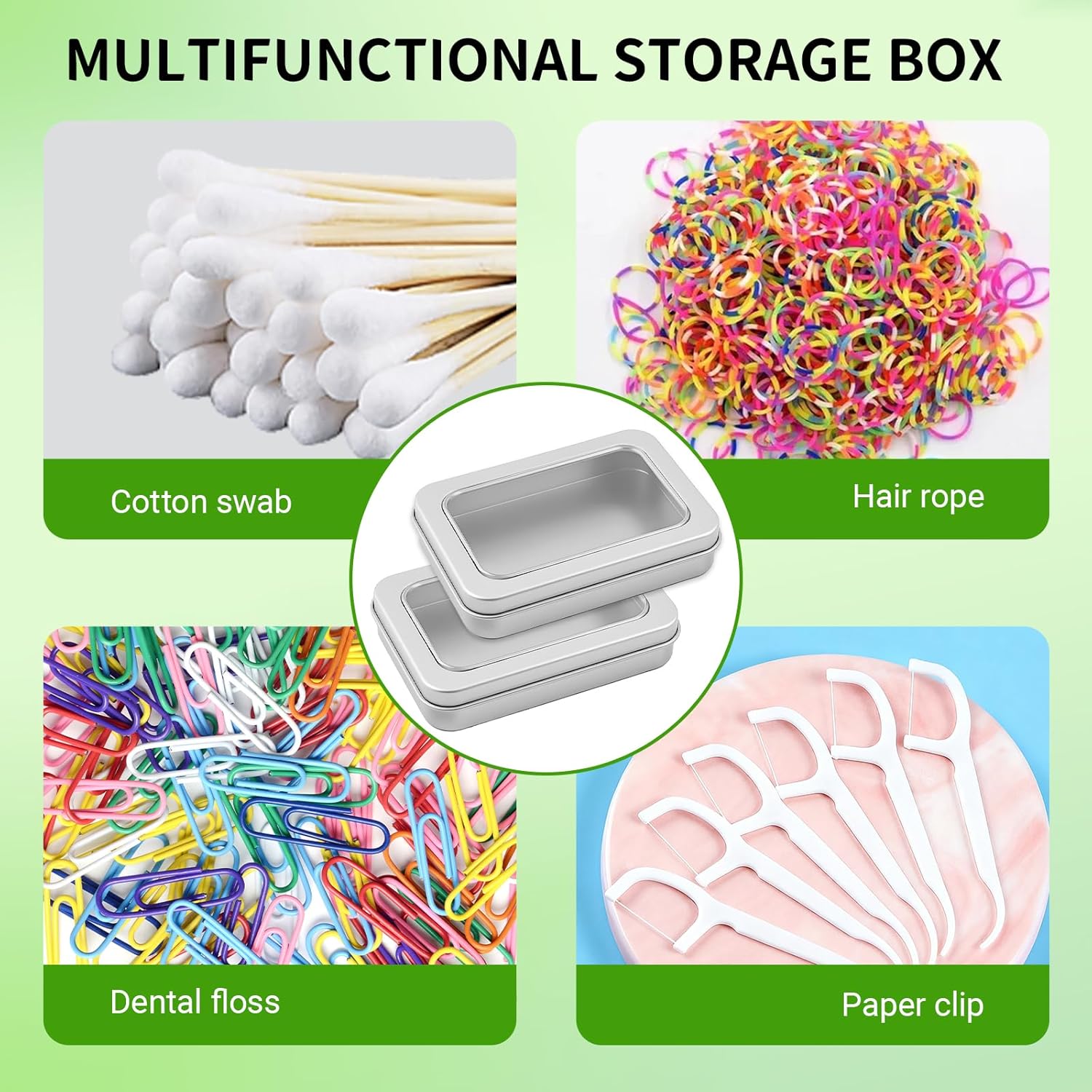 2-Pack Cotton Ball Holder for Travel & Bathroom - Dental Floss Qtip Dispenser Holders - Portable Travel Floss Case Box - Empty Metal Cotton Swab Hair Ties — image 5