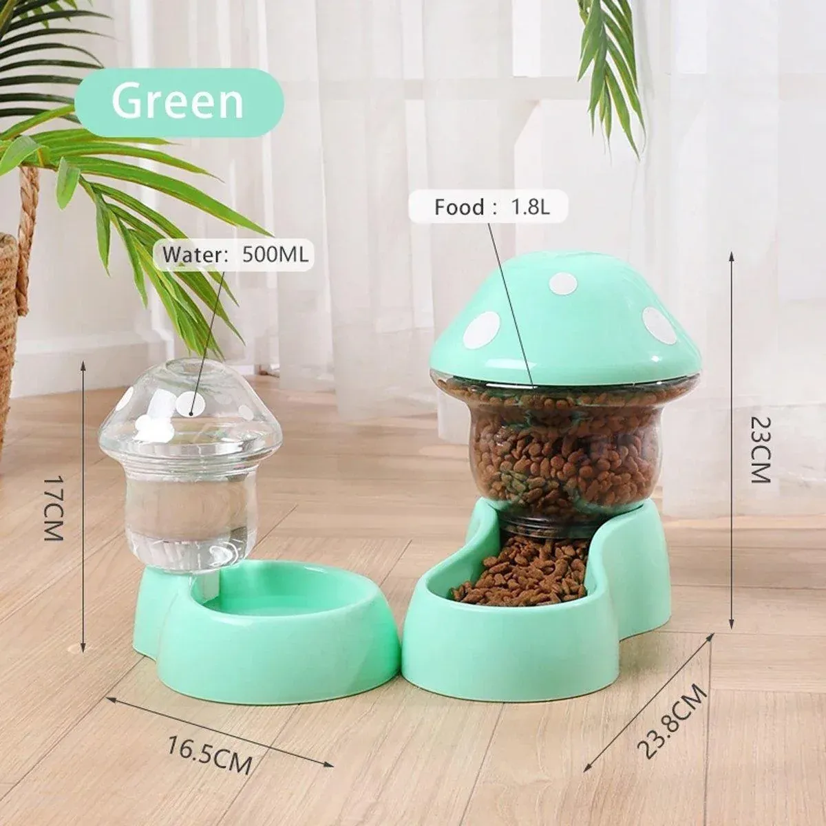 Cat Bowl Pet Feeding Bowl Double Dog Food Water Bowl for Cats and Dogs Feeding - Green β image 4