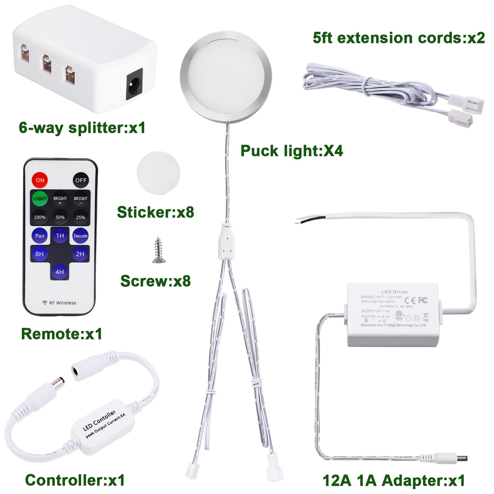 Linkable Under Cabinet LED Lighting 12V Dimmable Puck Lights Hardwired with Wireless RF Remote Control for Kitchen Mood Lighting(4 Lights, Warm White) โ image 2