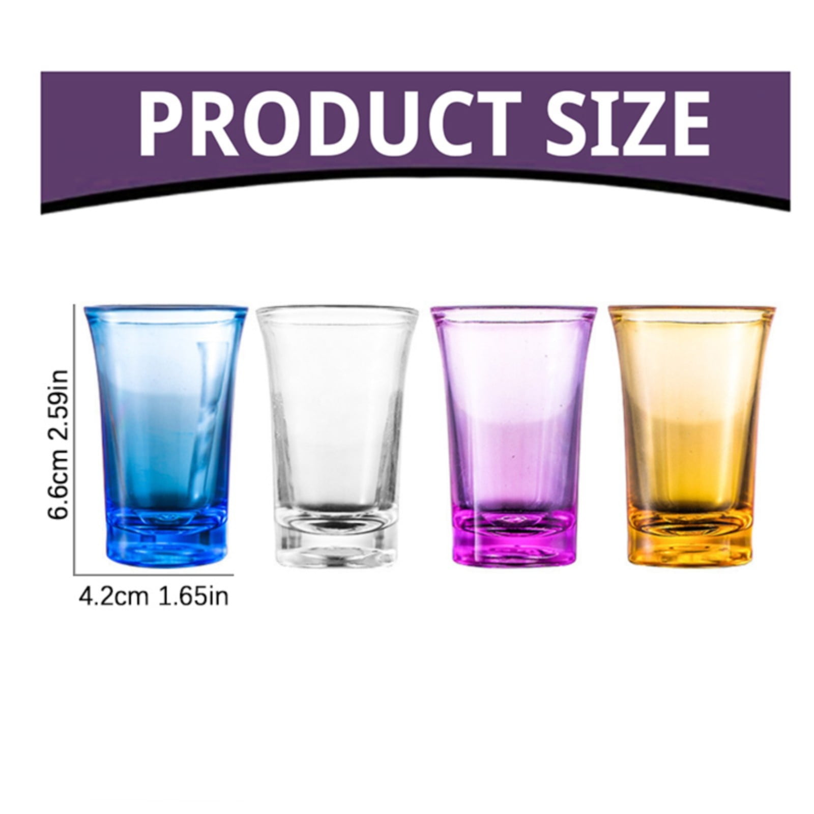 1 Pack Heavy Base Multicolor Shot Glasses Set, 1.2 oz Colorful Shot Bulk, Clear Shot Glass, Tequila Cups Small Glass, Shot Glasses for Whiskey, Tequila, Vodka — image 3