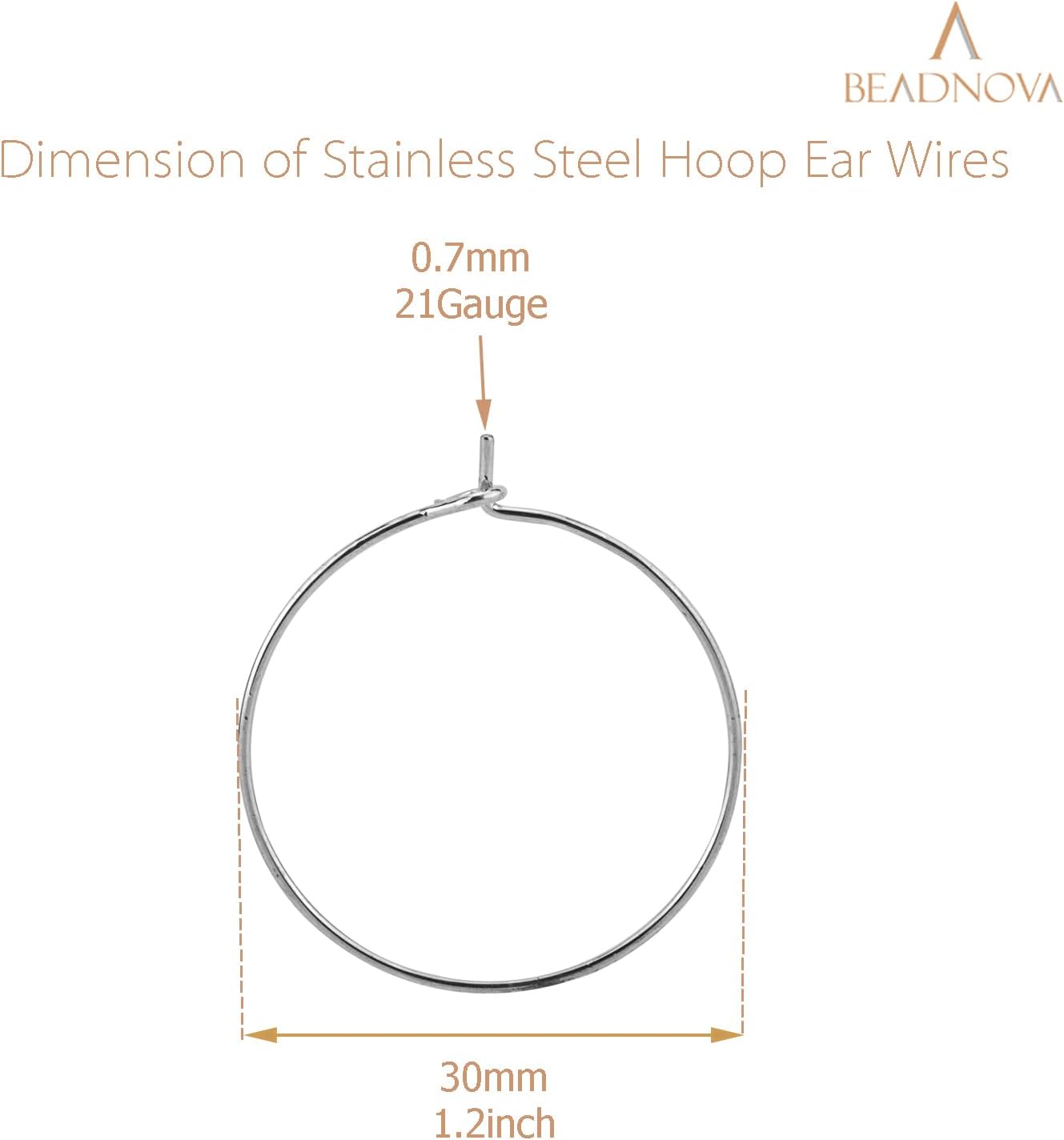 Hoop Ear Wires 30pcs Stainless Steel 30mm Wine Glass Charm Rings Earring Hoops for Jewelry Making Earring Making DIY โ image 2
