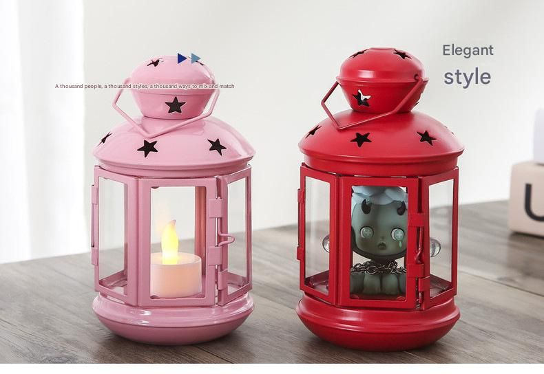 White European Style Star Cutout Metal Candle Lantern - Handcrafted Iron & Glass Decorative Lamp for Christmas, Home, Wedding, Party Easy to carry - Perfect — image 6