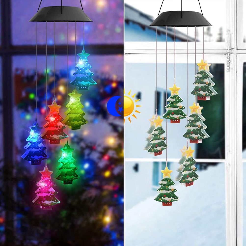 Christmas Solar Wind Chime Light Outdoor Solar Powered Waterproof LED Wind Chime Color Changing Light for Patio Garden Home — image 2