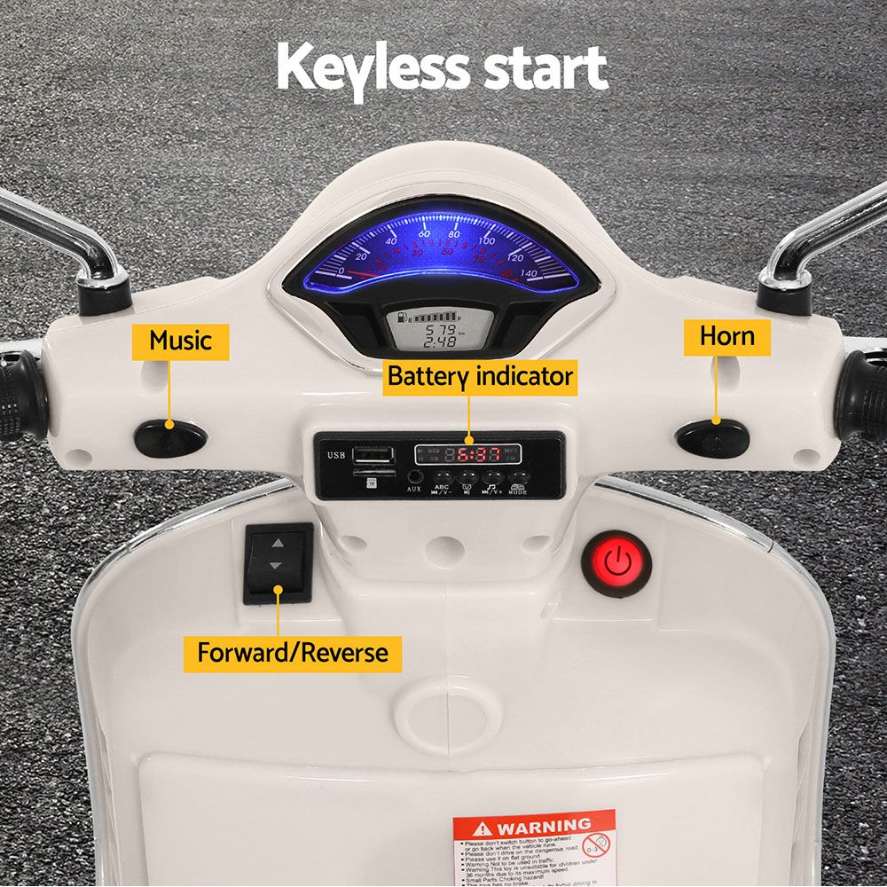 Kids Electric Ride On Car Motorcycle Motorbike Vespa Licensed GTS White โ image 5