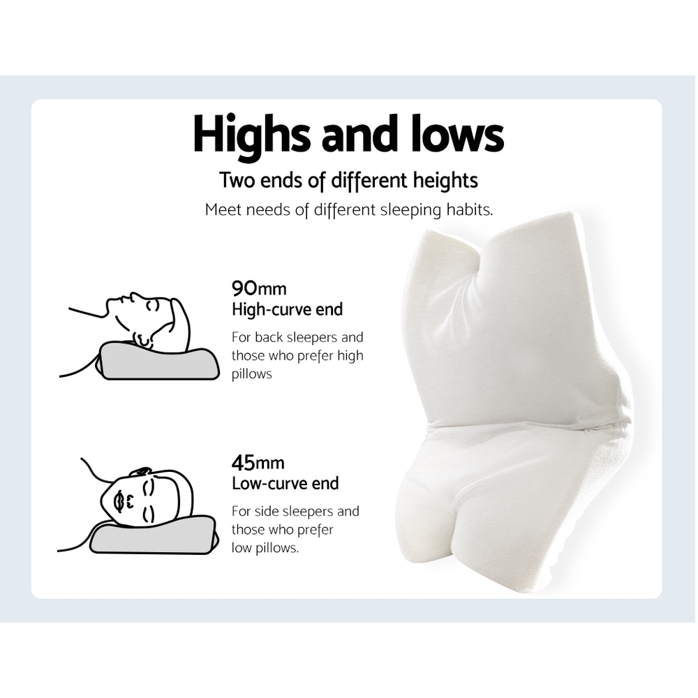 Giselle Memory Foam Pillow Neck Cervical Butterfly Ergonomic Support Grey โ image 4
