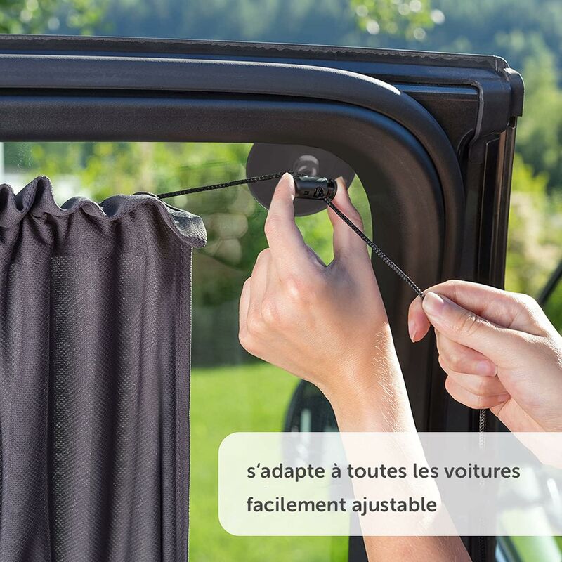 Baby Car Sun Shade 65 × 50 Cm - Car Curtain With Suction Cup - Uv Protection - Ideal For Large Side Windows - Grey (X 2 — image 4