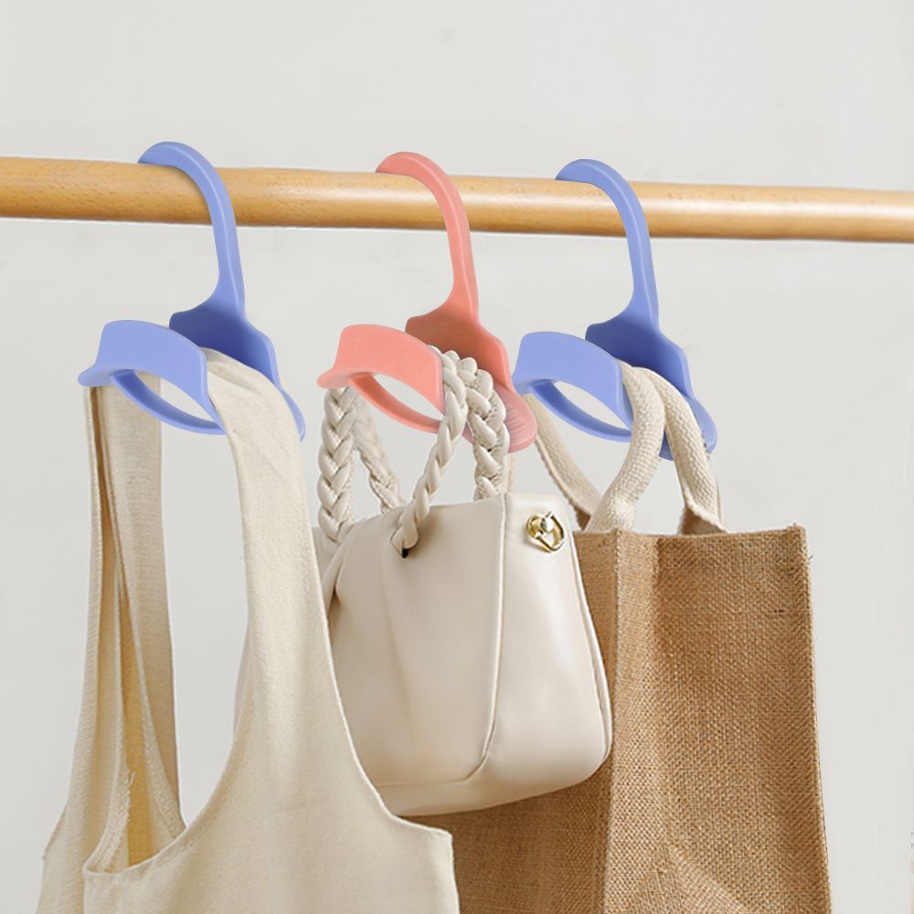 Wardrobe Bag Hook Nail Free Great Load Bearing Tie Rack Clothes Hook Solid Color Hanging Bag Smooth Edge Space-saving Wardrobe — image 2