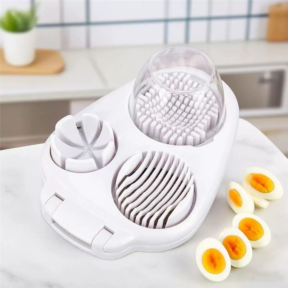 3-In-1egg Slicer For Hard Boiled Eggs,Stainless Heavy Duty Egg Slicer Kitchen Gadget, Fit Strawberry, Apple, Banana, Cherry, Tomato, White β image 4