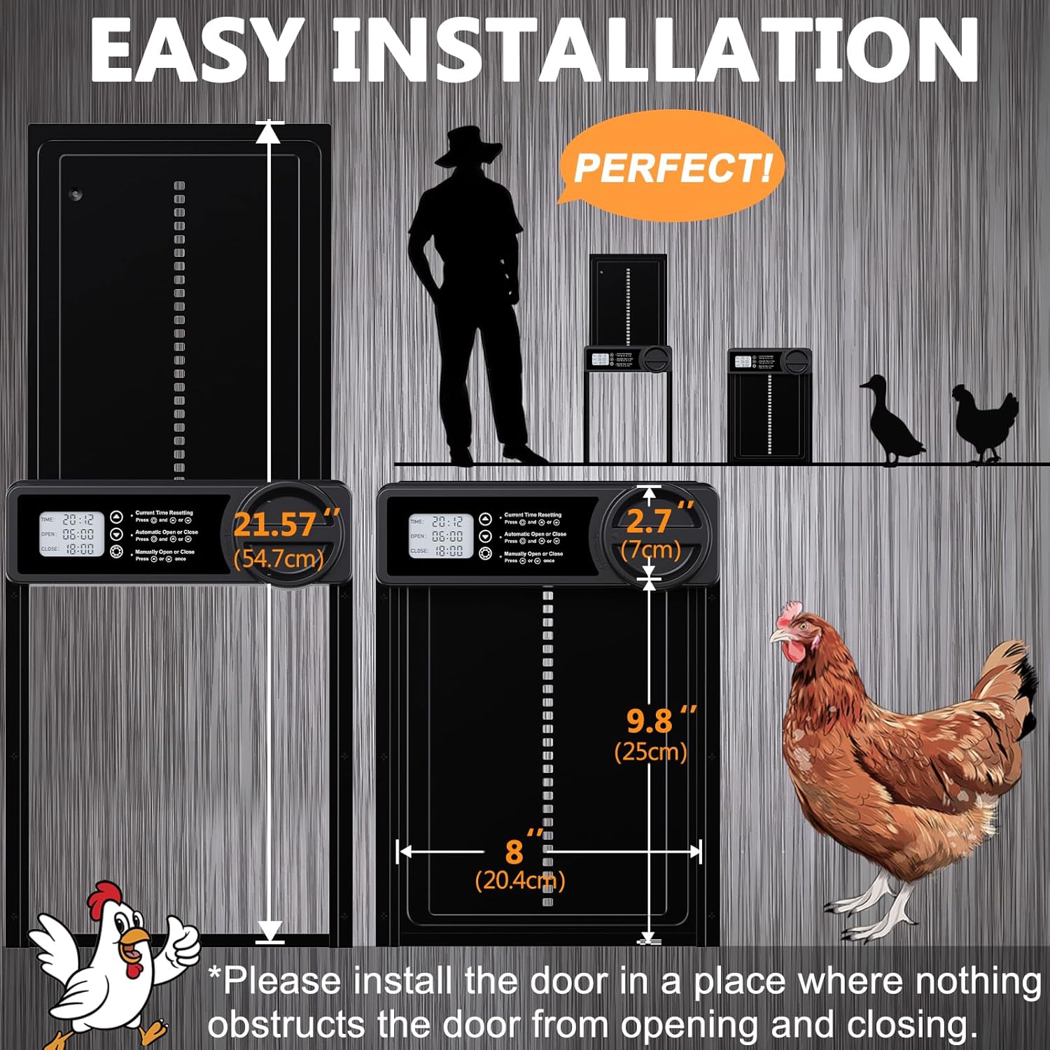 CARLA HOME Automatic Chicken Coop Door Opener with Timer Control, Anti-Pinch Protection, LCD Display & Battery Powered for Backyard Chickens — image 6
