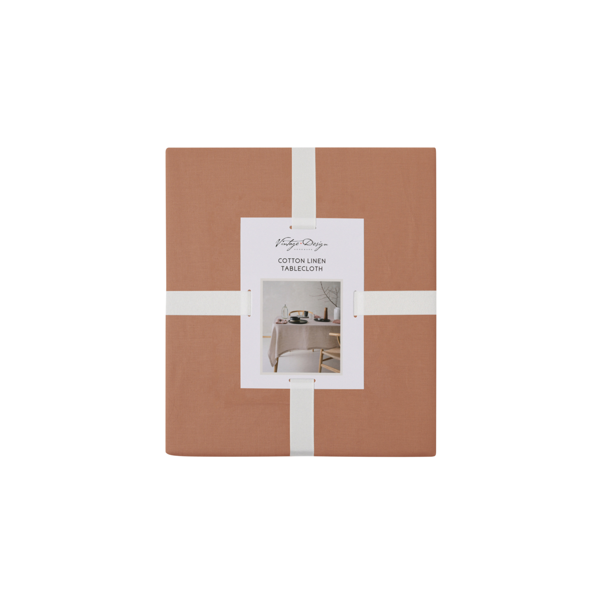 Vintage Design Homewares Helm Terracotta Washed Linen Cotton Tablecloth 150cm x 230cm โ image 3