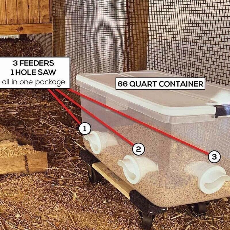 Poultry DIY Port PVC Gravity Fed Chicken Feeder for Hen Coop Farm Bucket Kit - 1 PC Hole Saw — image 5