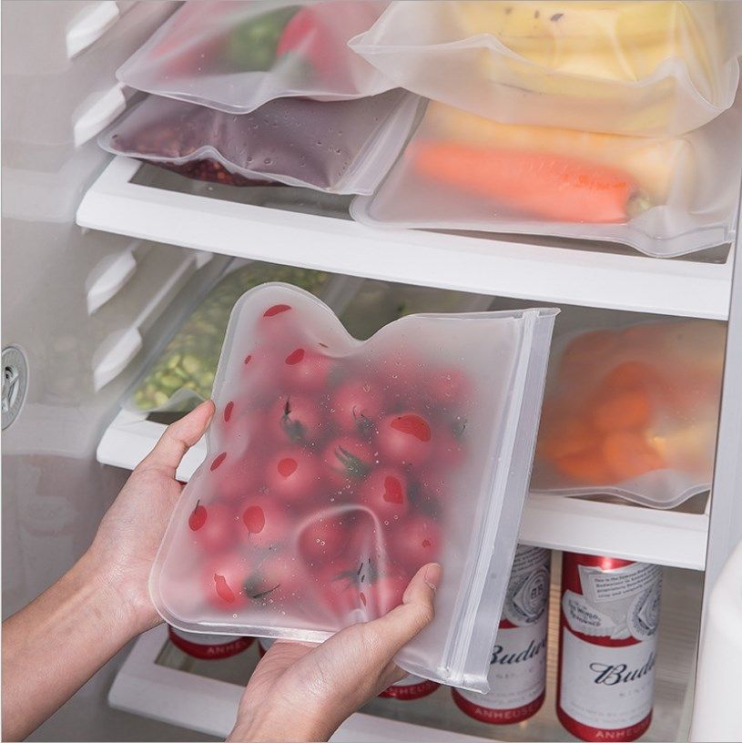 Reusable Food Storage Bags,Silicone Food Bag Reusable Sandwich Bags Kids Snack Bags,4 Pack Leakproof Bag Freezer Bags — image 4