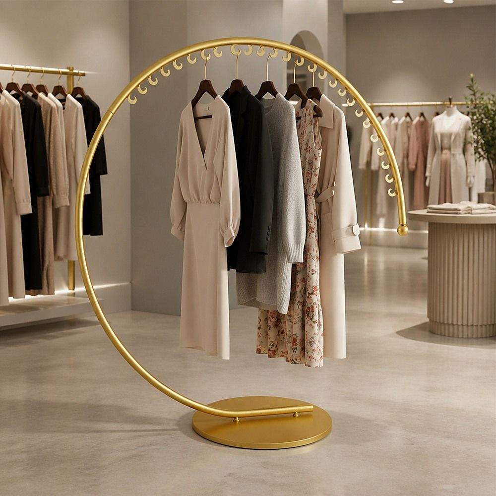 Commercial Clothing Floor-Standing Hanger High Capacity Curved Clothes Bar Storage Rack 160cm — image 3