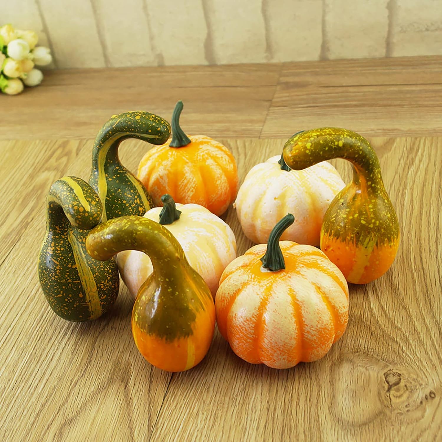 12 Pcs Artificial Pumpkins and Gourds Set, Small Faux Foam Pumpkins Artificial Vegetables for Halloween Fall Thanksgiving Party Table Decoration Supply (12pcs) โ image 4