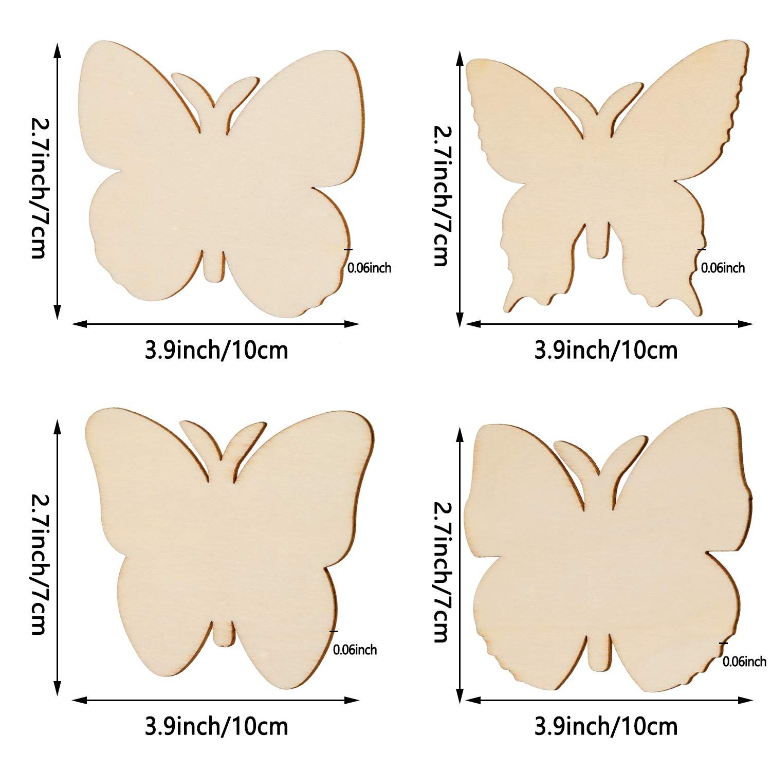 40 Pieces Butterfly Unfinished Wooden Butterfly Blank Wood Butterfly Shaped Slices Cutouts for Birthday DIY Painting — image 5
