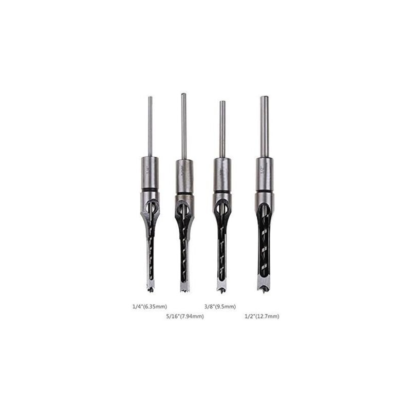 4 pcs Chisel Set Square Hole Drill Bits, Steel Hollow Chisel Woodworking Tools Set (1/4-1/2-5/16-3/8 Inch) — image 3