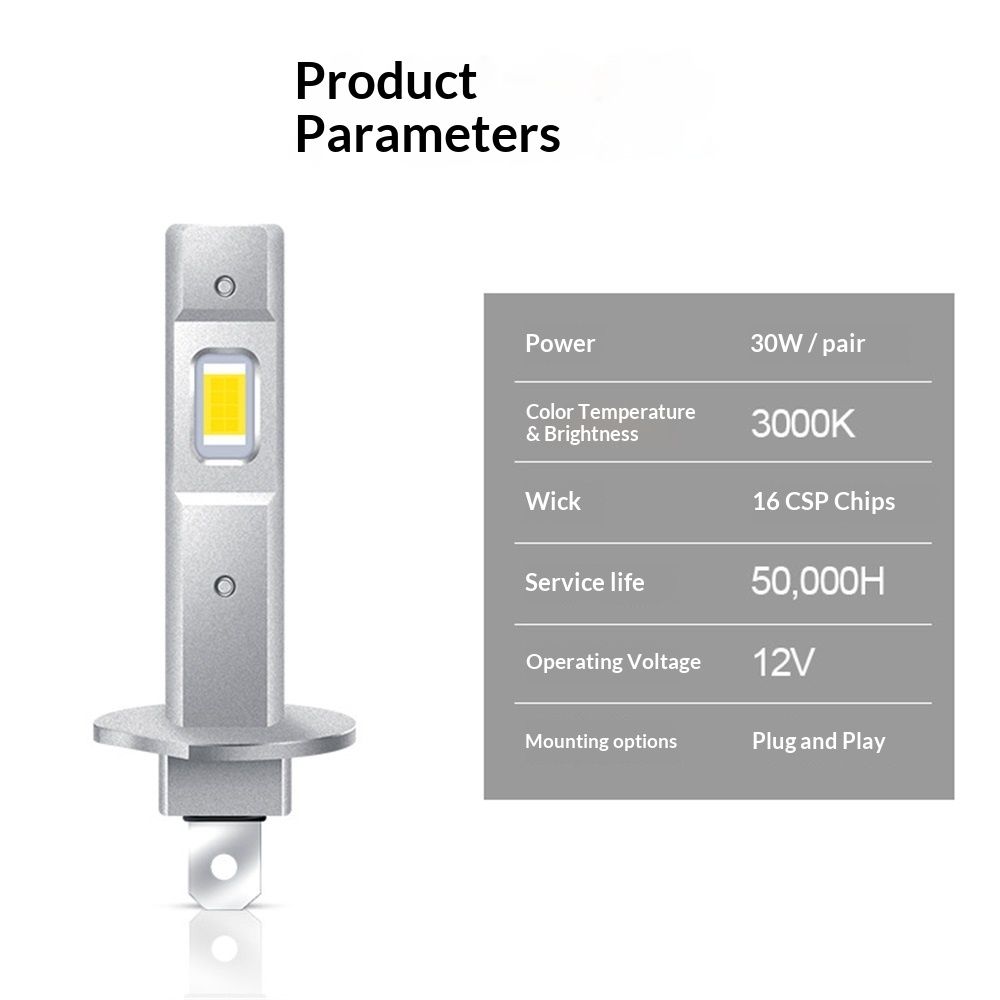 H1 Bulbs Super Bright, 1:1 Size Stock S6 H1 Light No Adapter Required No Cordless, 3000K Cool White Hi/Lo Bulbs, Plug-N-Play, Driving Fog Spot Light — image 3