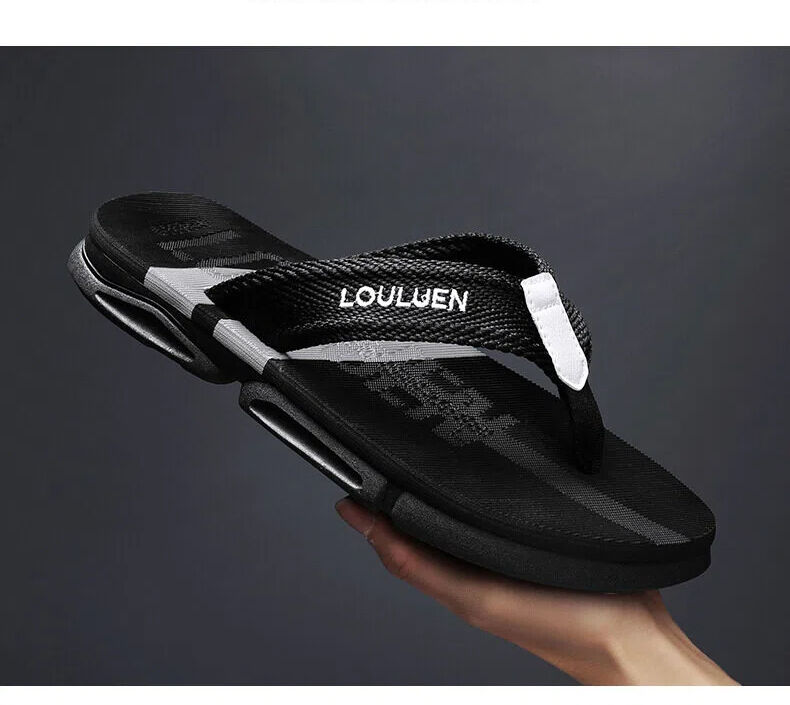Men's Flip Flops: 4 Colors, EVA-PVC Blend, Comfort & Style for Summer Beach & Daily Wear(Black-gray-45) — image 3