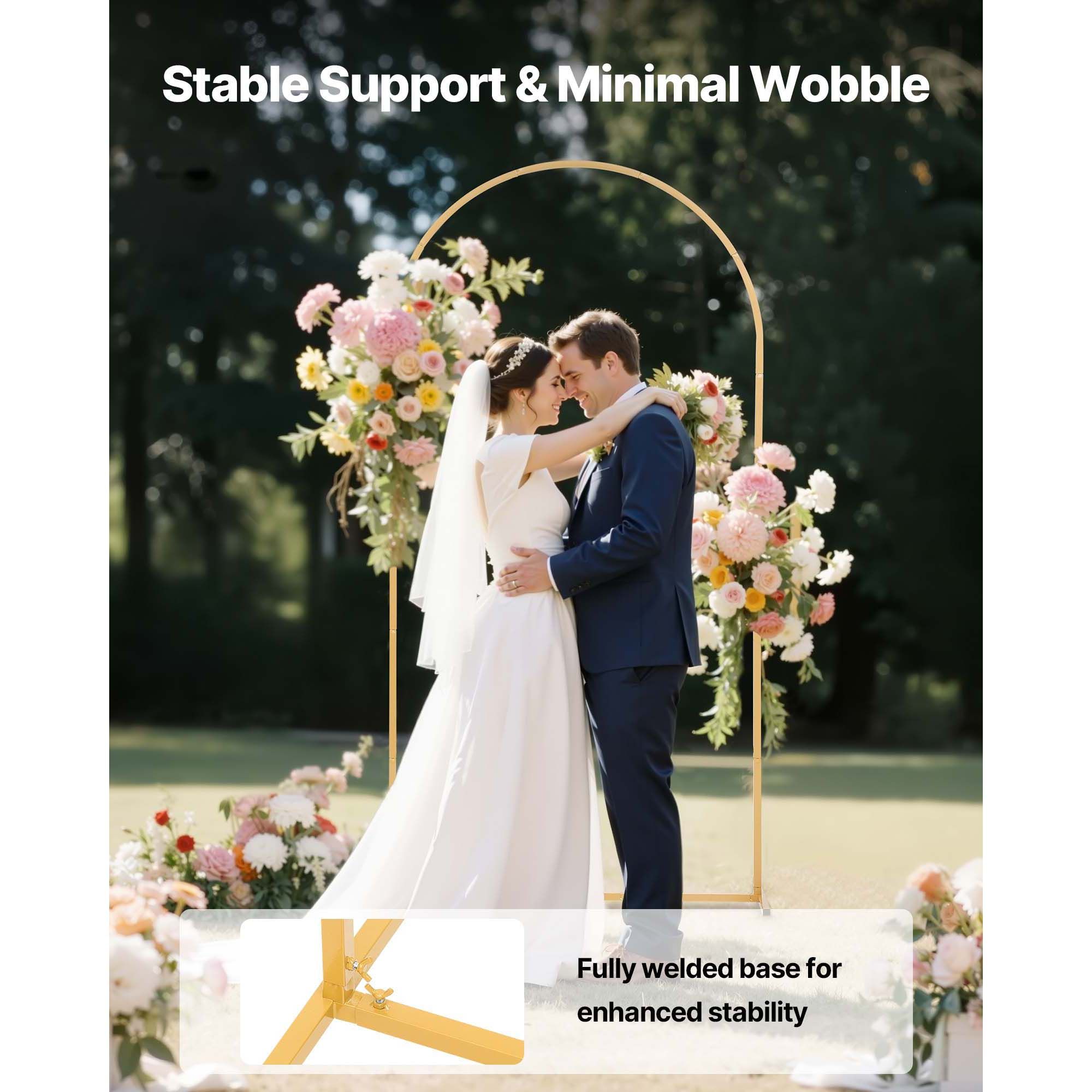 Arch Backdrop Stand, 2 × 1 m, Stable Structure, Easy Assembly, 1 Set Gold Metal Arch Backdrop Stand for Wedding, Birthday Party, Graduation, Holiday — image 4