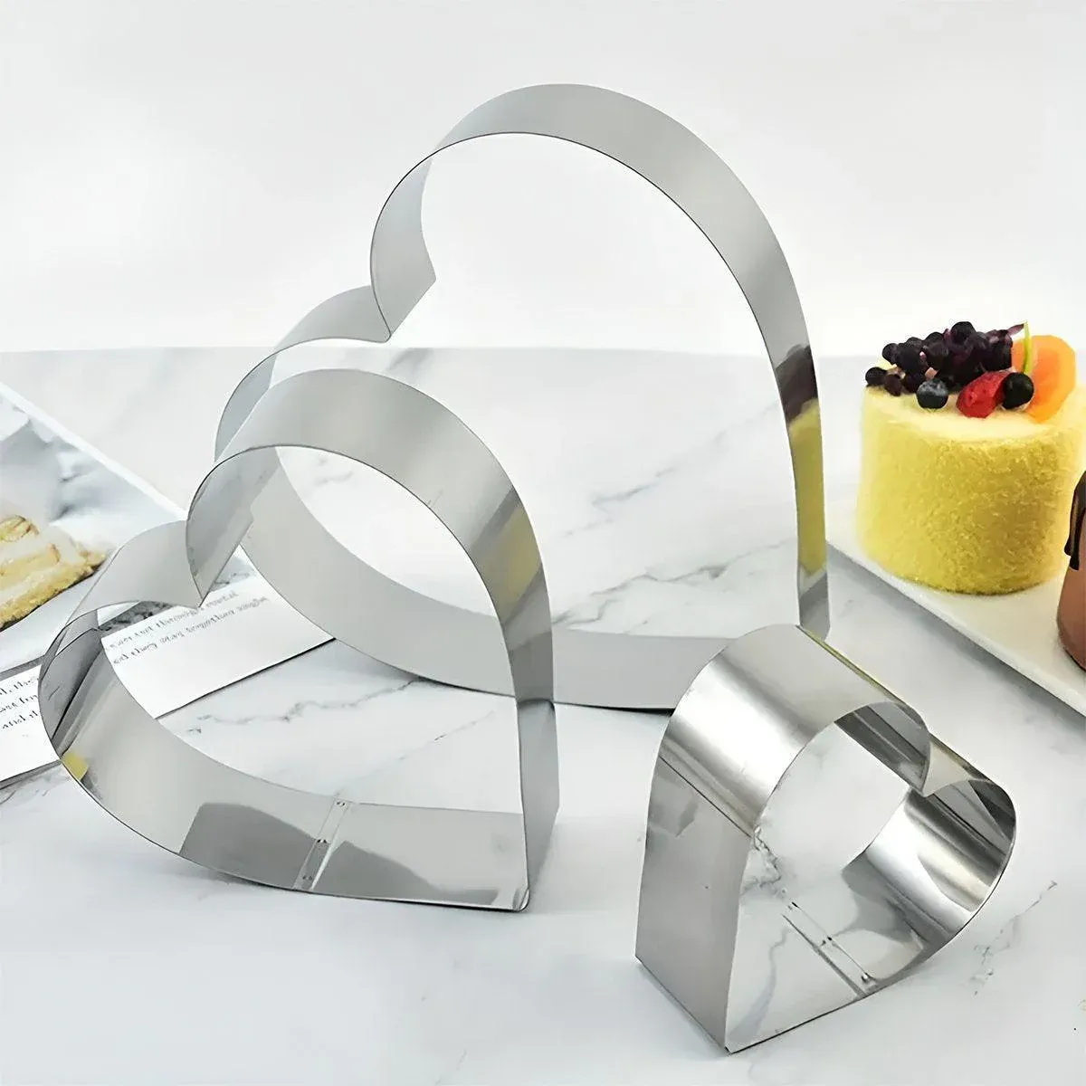3X Stainless Steel Cake Mold 10/15/20cm Heart Baking Cake Ring For Mousse Party โ image 4