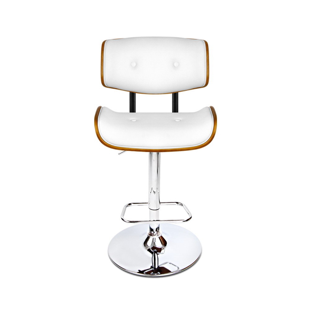 Artiss Bar Stools Gas Lift Leather White โ image 3
