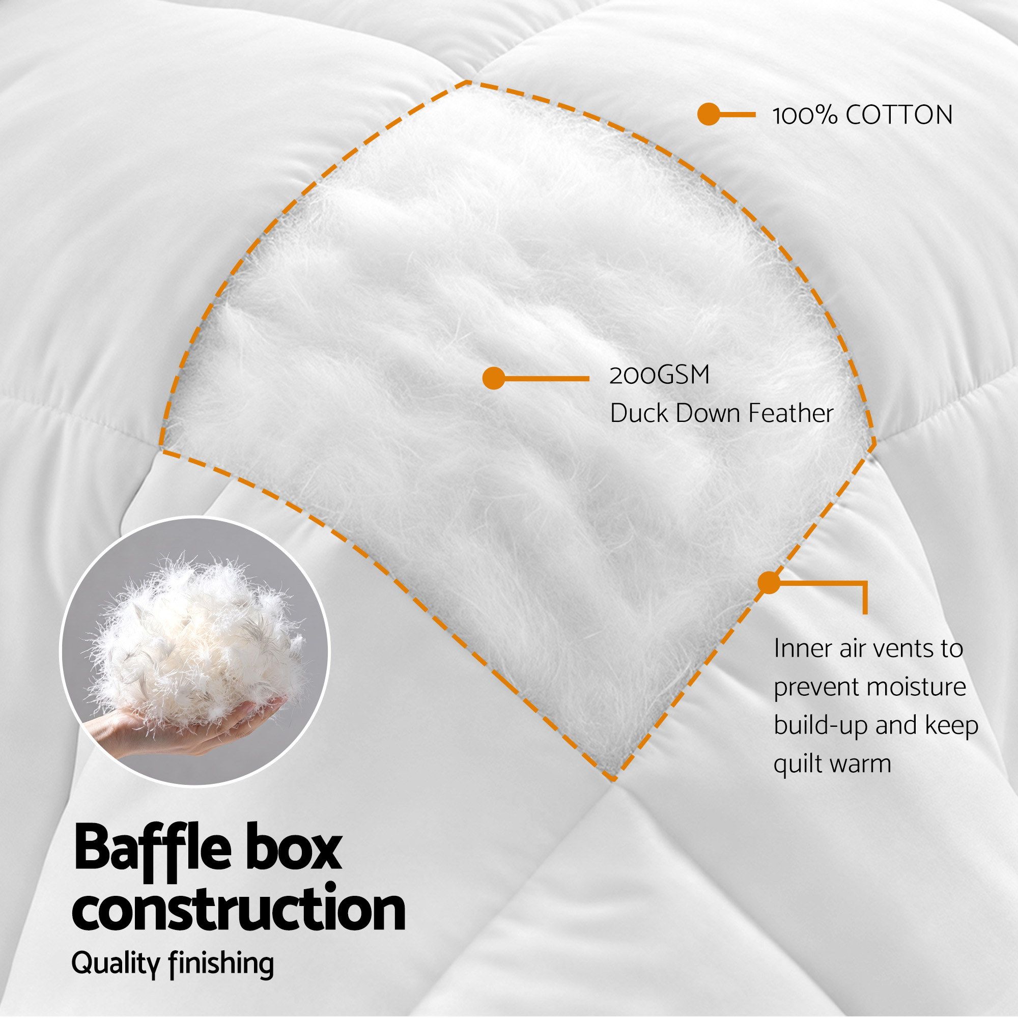 Giselle Bedding Double Quilt, 200GSM Summer Duck Down Feather Doona Insert โ image 3