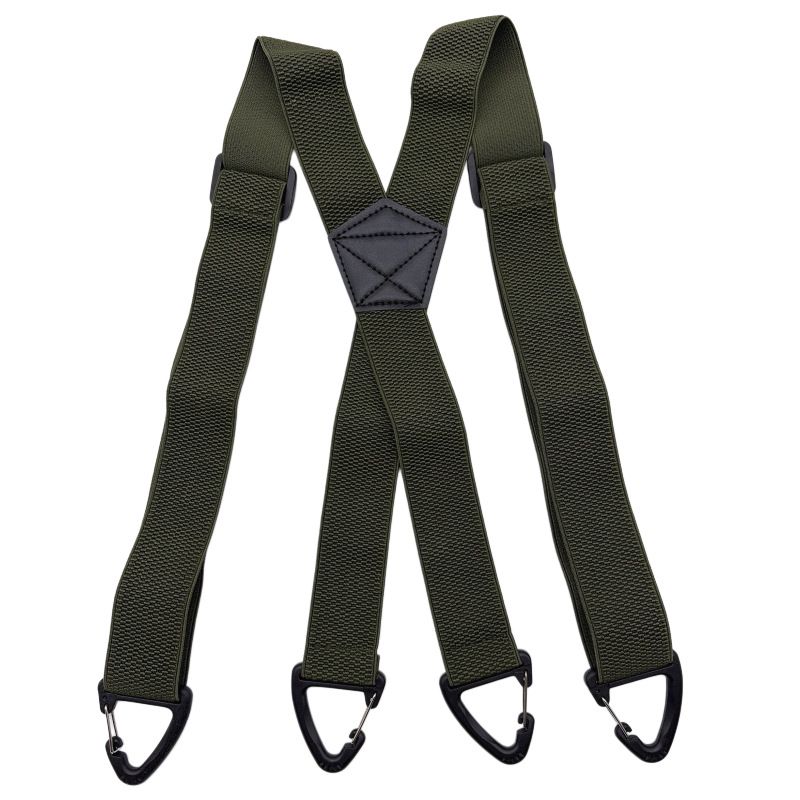 1.5 Inch X-Back Hidden Elastic Suspenders with 4 Metal Clips, Heavy-Duty Corn Weave Braces for Men Women Work Wear and Outdoor Use, 2PCS Dark Green 120 × 3.8cm