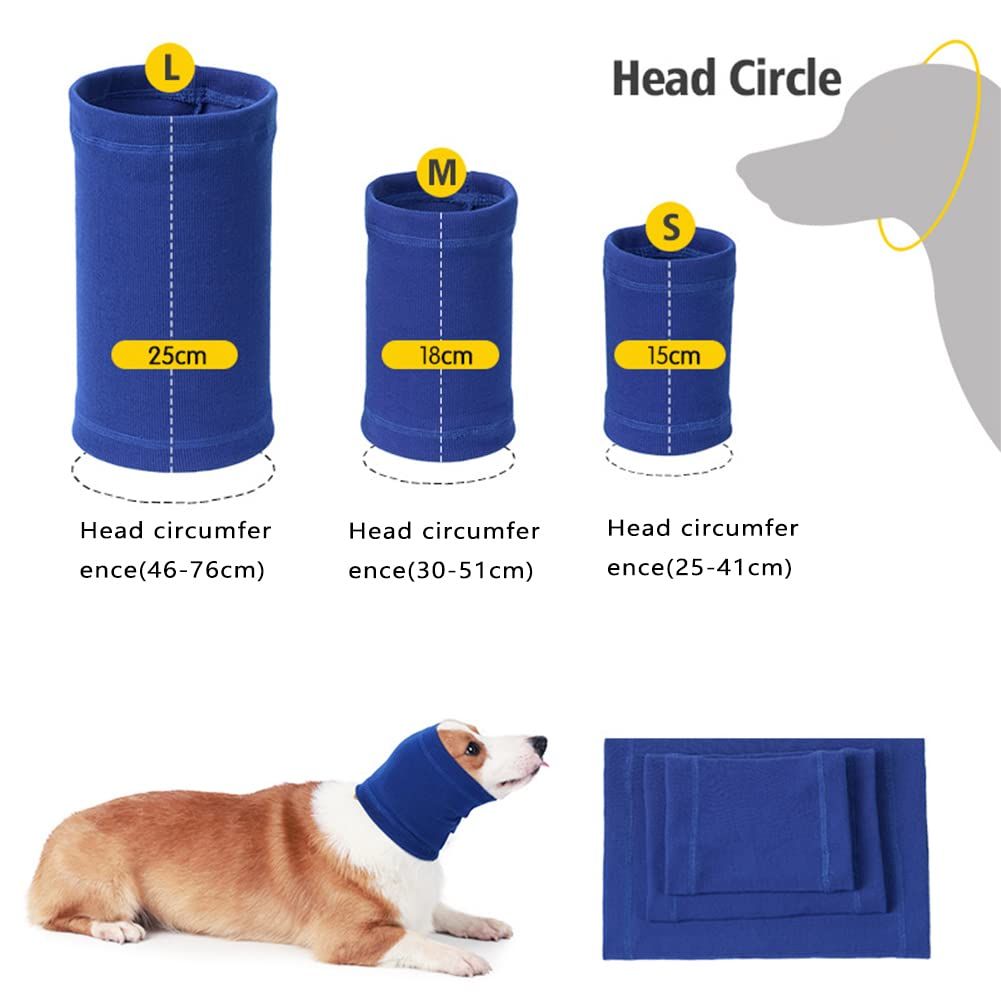 Pet Hoodie, Dog Neck and Ears Warmer Pet Dog Comforting Headgear Anti-Fright Doggie Ear Muffs Thunder Dog Ear ,Blue M — image 2